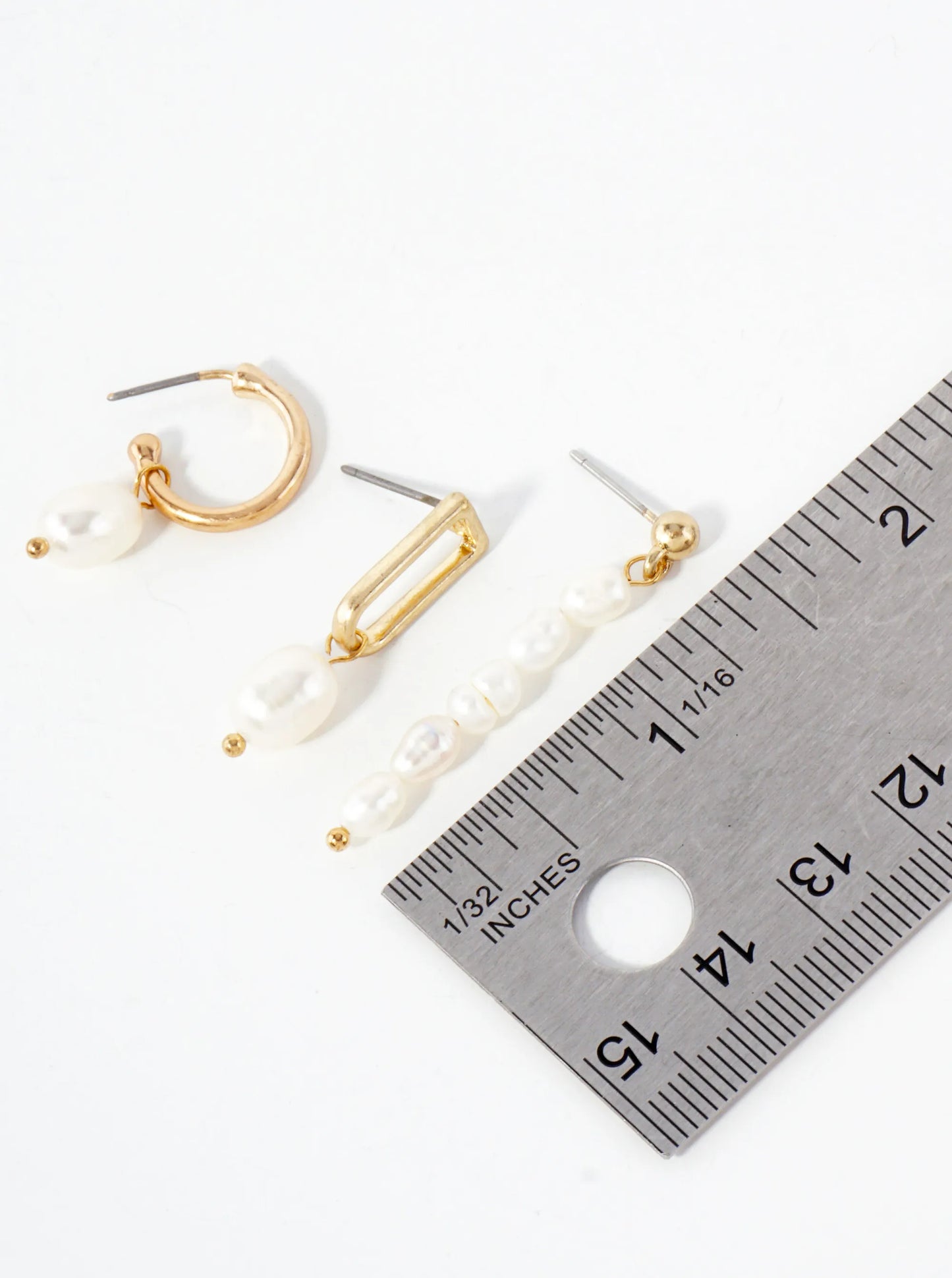 3-PC Pearl Dangle Hoop Earrings Set