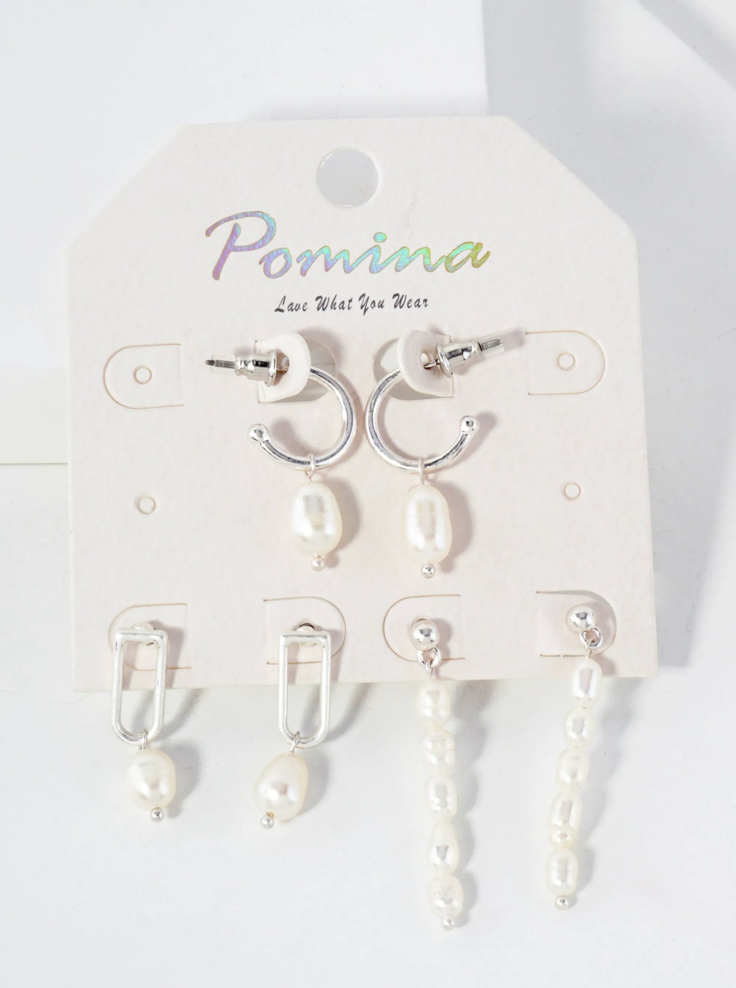 3-PC Pearl Dangle Hoop Earrings Set