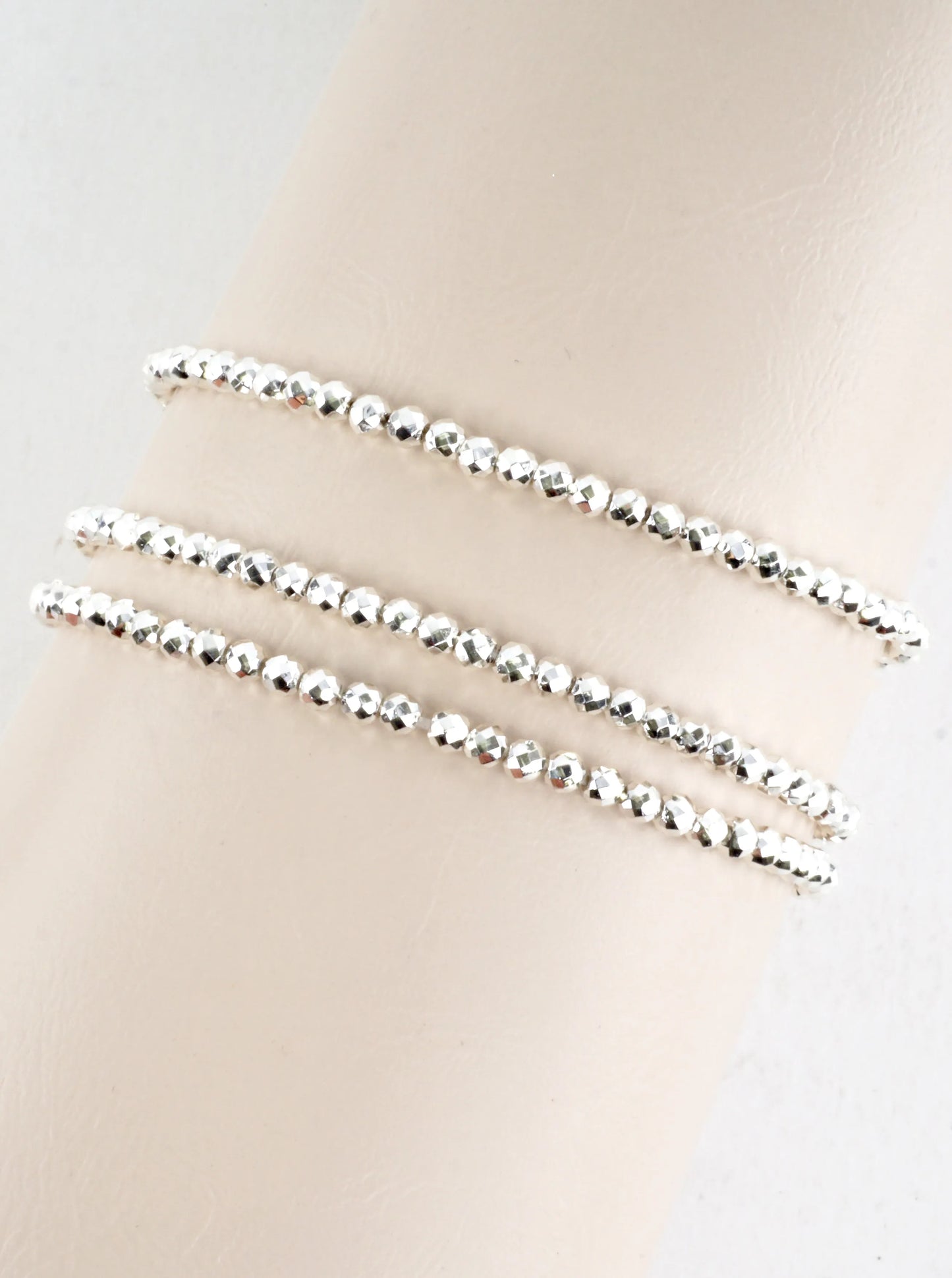 3 PC Plated Glass Beads Stretch Bracelets Set