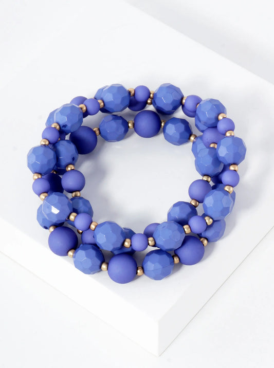 3-PC-Set 10mm Geometric Beaded Stackable Stretch Bracelet