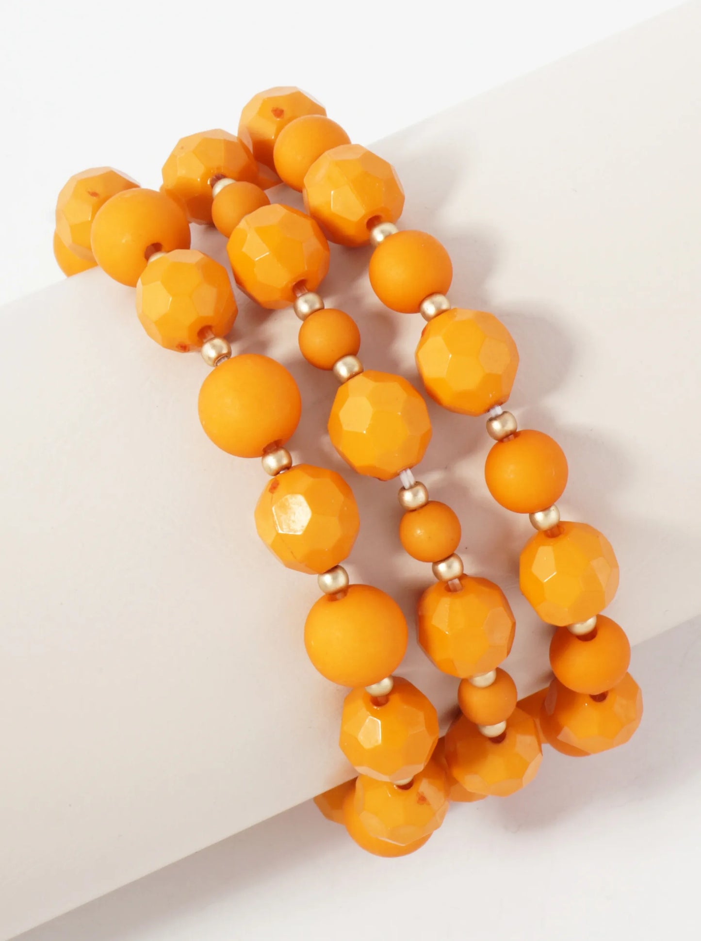 3-PC-Set 10mm Geometric Beaded Stackable Stretch Bracelet