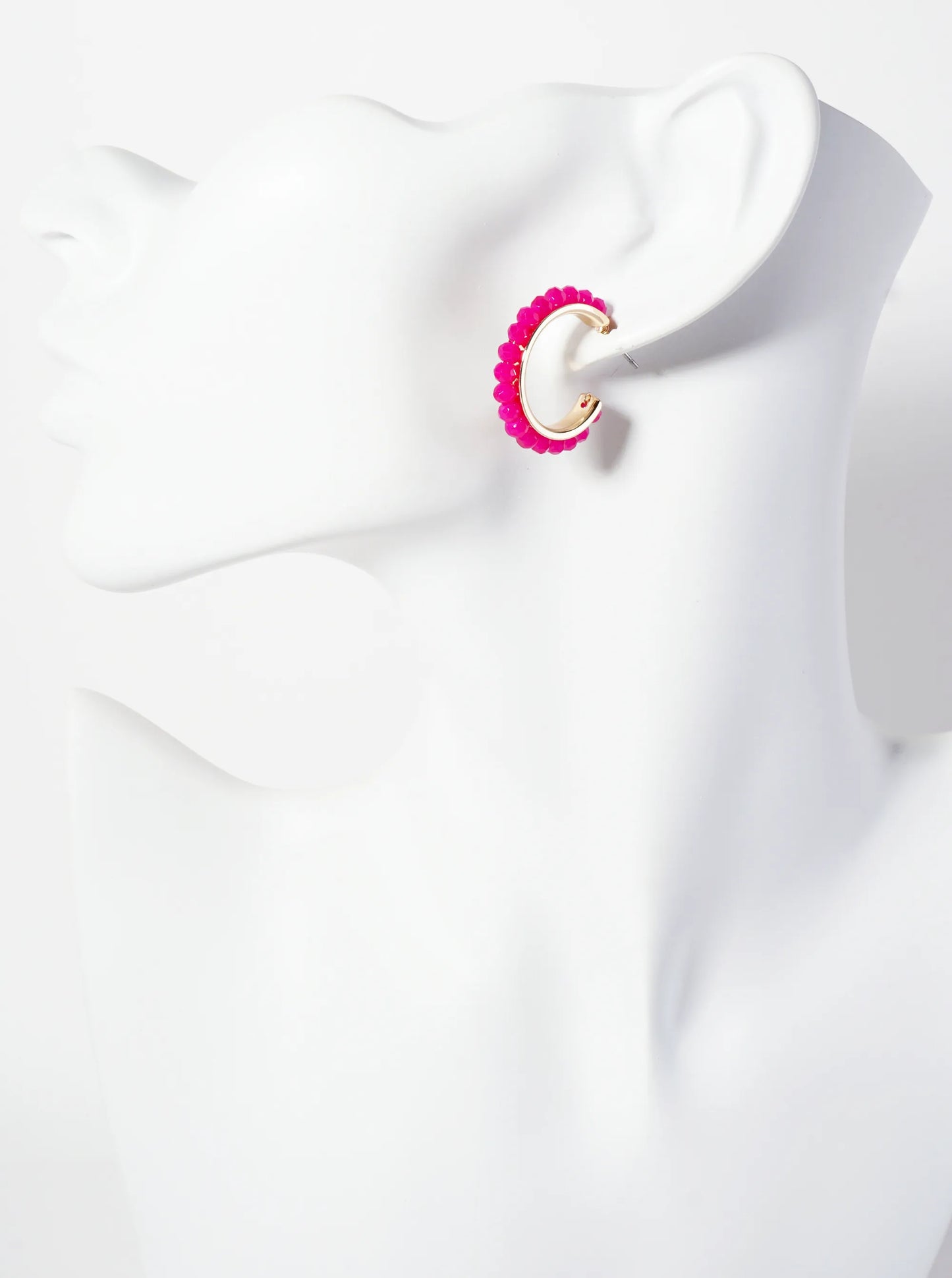 3-PC-Set 15-18-25mm Enamel Faceted-Glass-Beaded Hoop Earrings