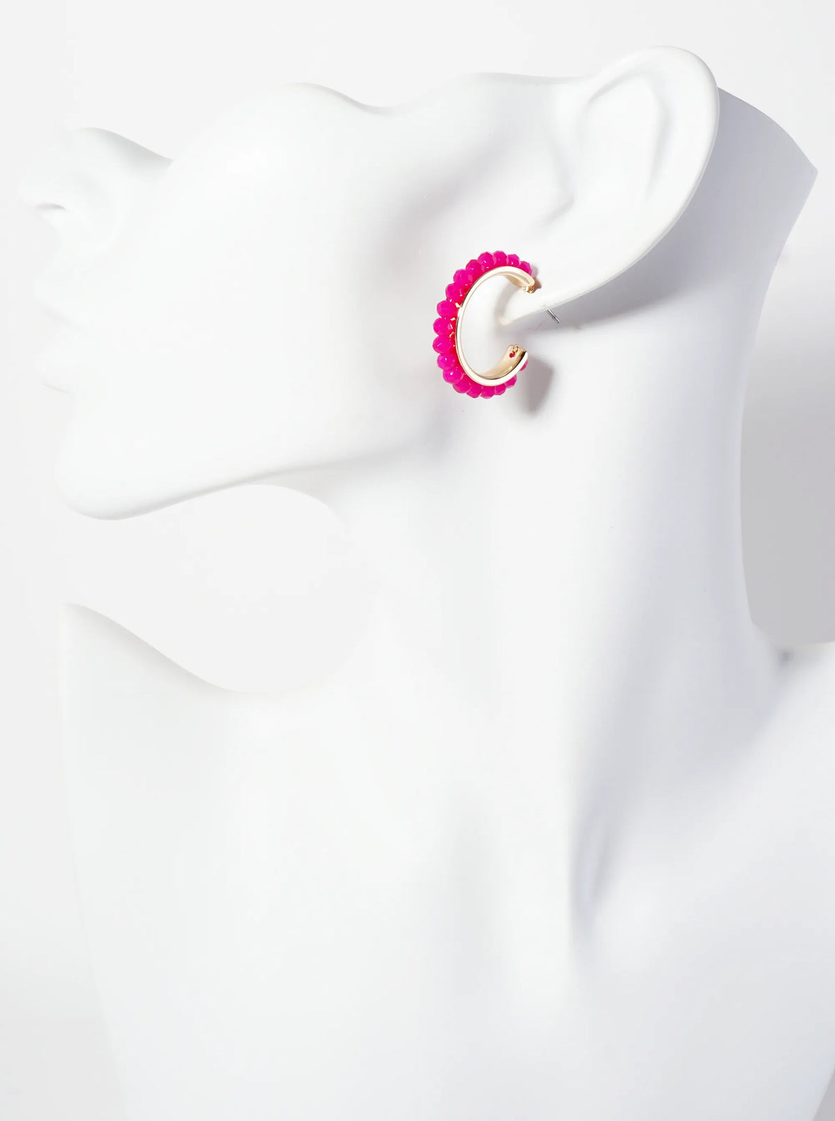 3-PC-Set 15-18-25mm Enamel Faceted-Glass-Beaded Hoop Earrings