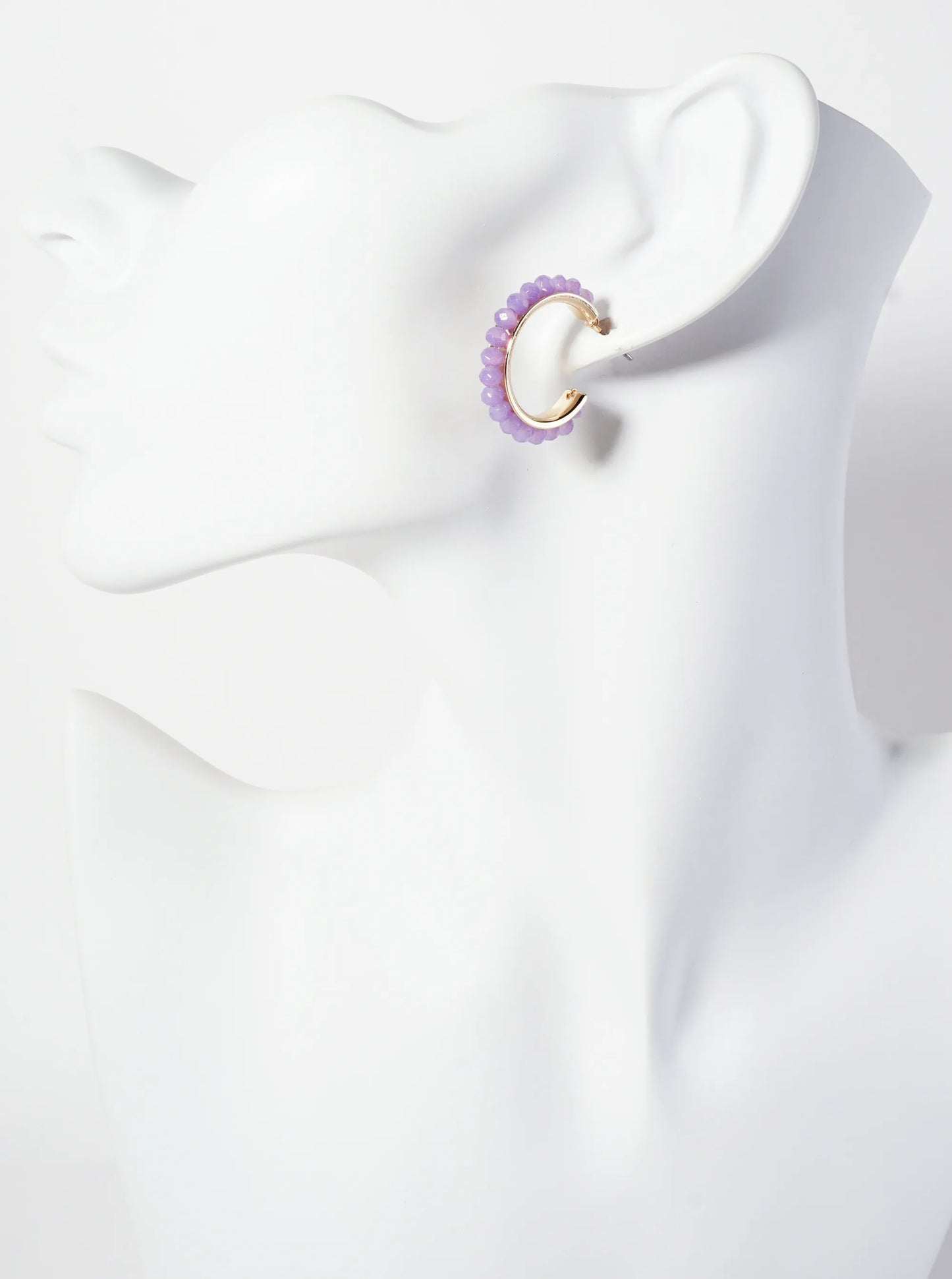 3-PC-Set 15-18-25mm Enamel Faceted-Glass-Beaded Hoop Earrings