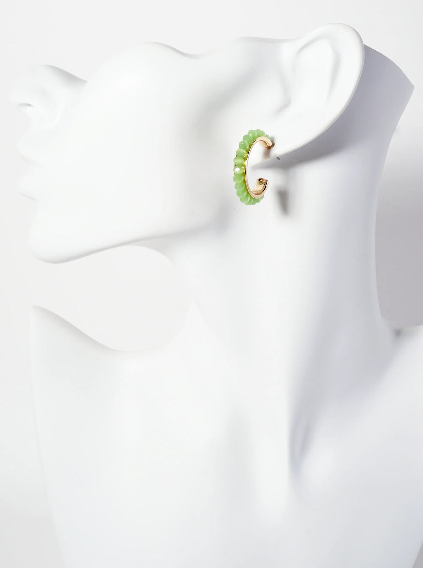 3-PC-Set 15-18-25mm Enamel Faceted-Glass-Beaded Hoop Earrings