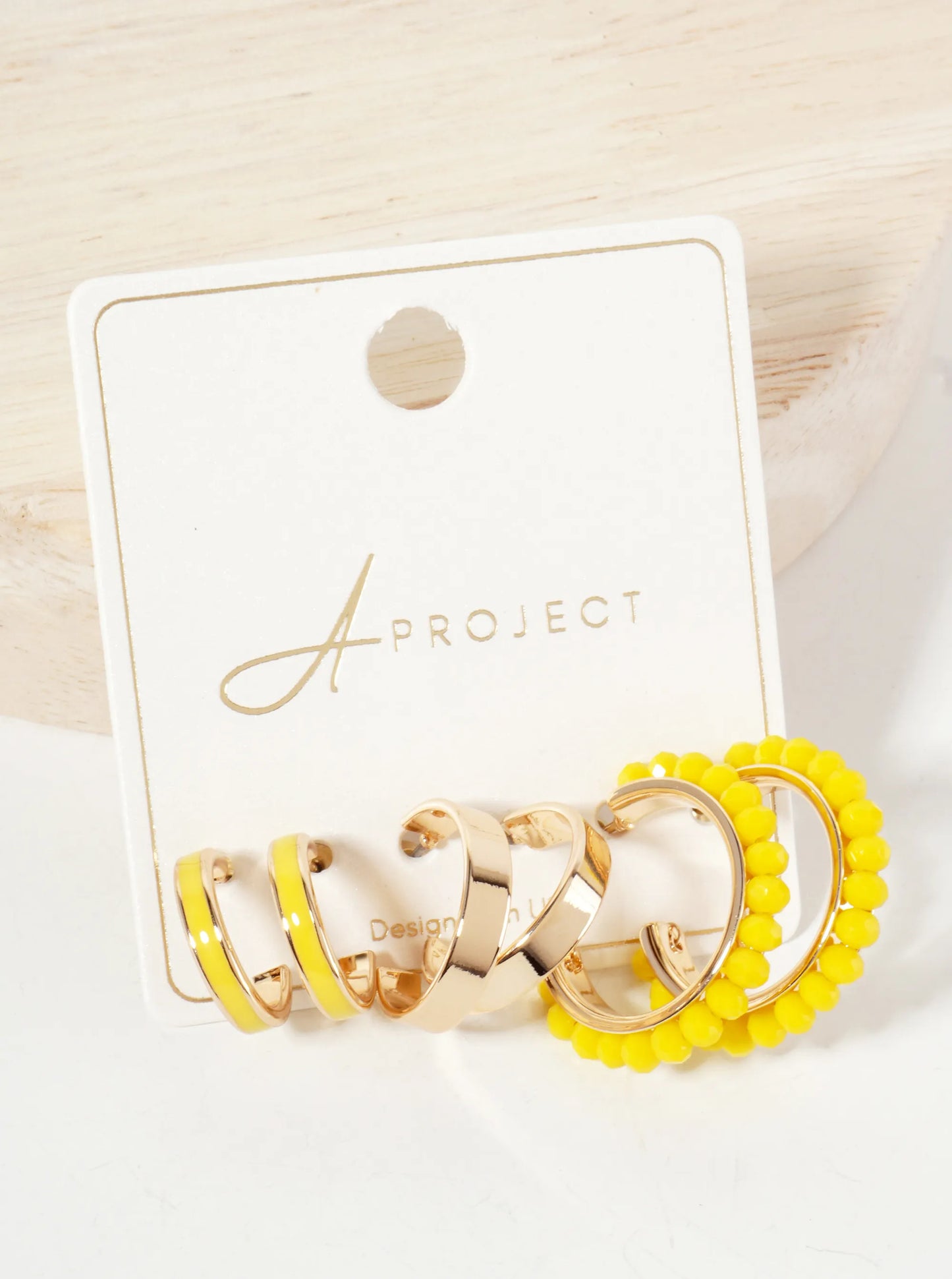3-PC-Set 15-18-25mm Enamel Faceted-Glass-Beaded Hoop Earrings