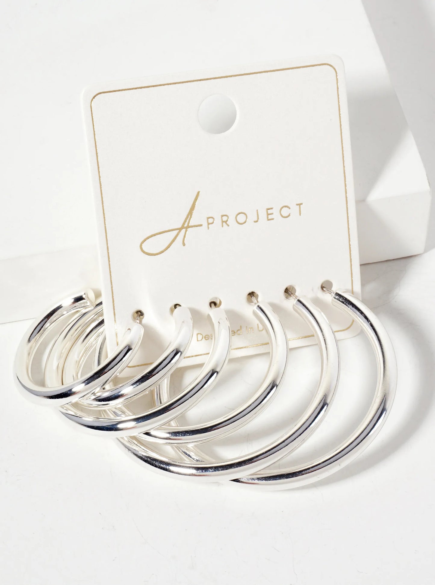 3-PC Set 30-40-50mm Brass Open Hoop Earrings With 4mm Thickness