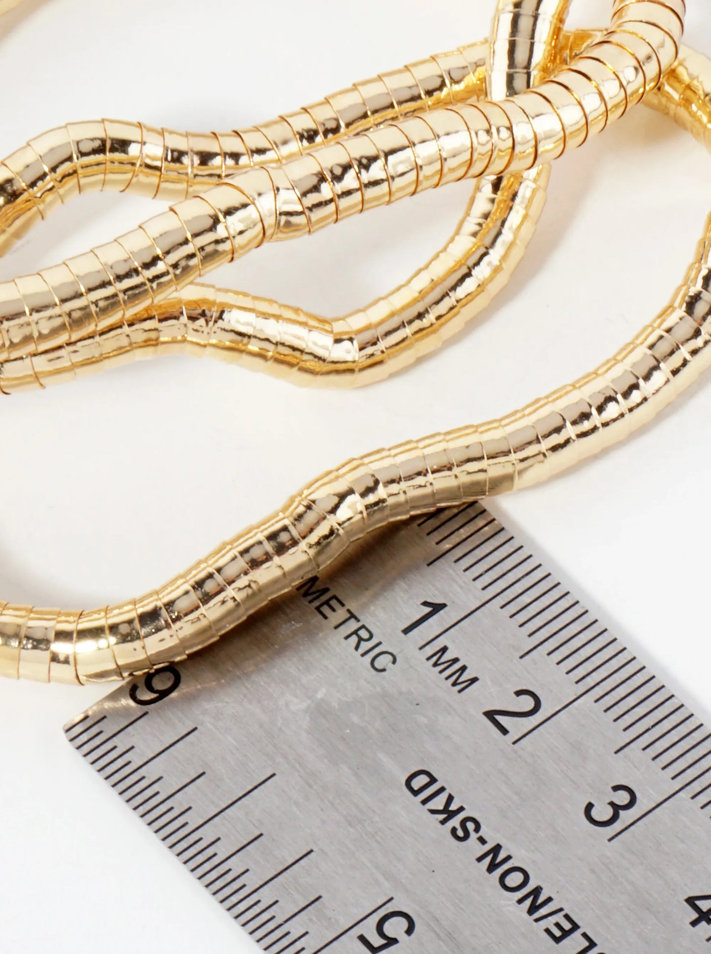3-PC-Set 5mm Layered Polished Metal Beaded Stackable Stretch Bracelet