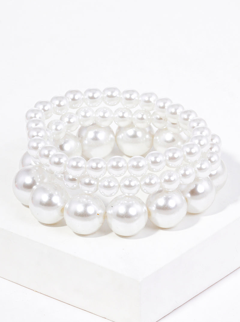3-PC-Set 8-15mm Hollow Bead Stretch Stackable Bracelet