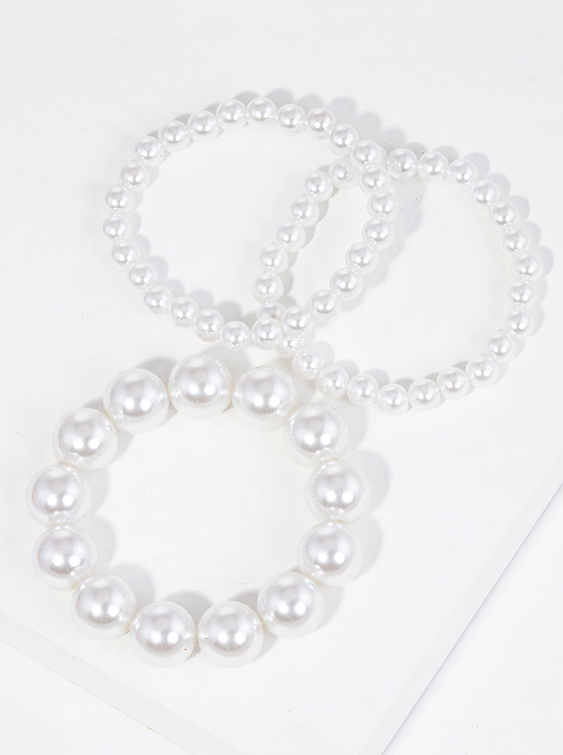 3-PC-Set 8-15mm Hollow Bead Stretch Stackable Bracelet