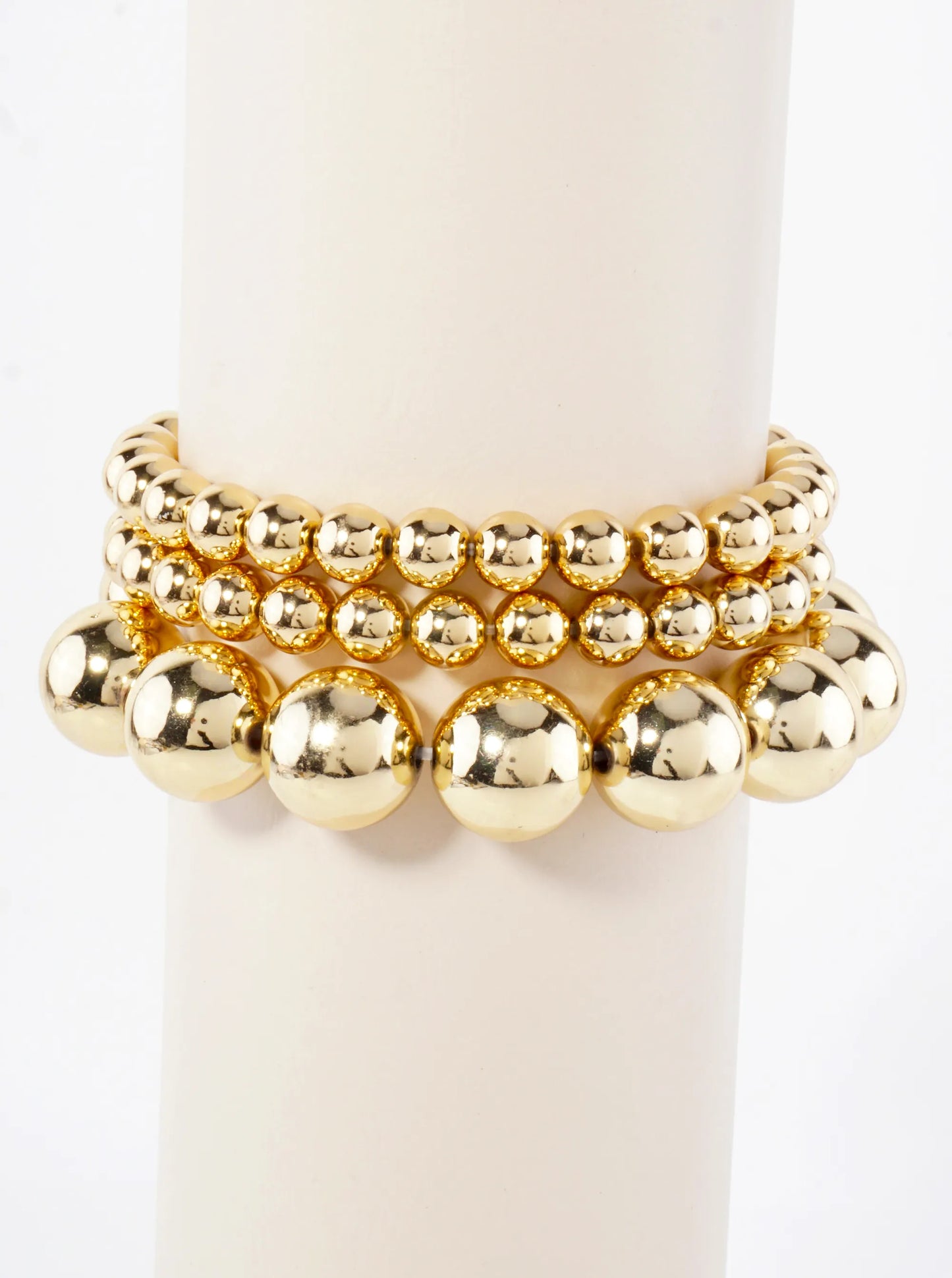 3-PC-Set 8-15mm Hollow Bead Stretch Stackable Bracelet