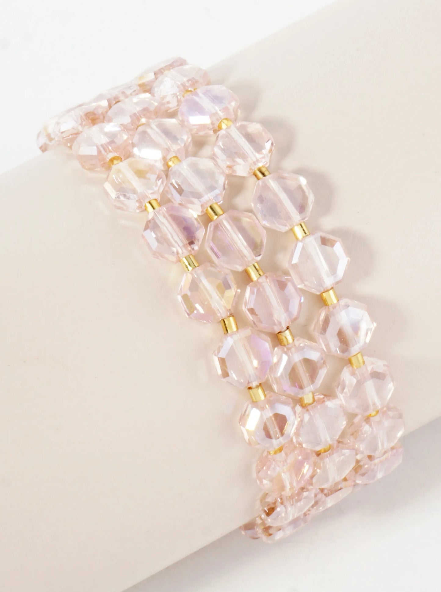 3-PC-Set 8mm Faceted Octagon Glass-Beaded Stackable Stretch Bracelet