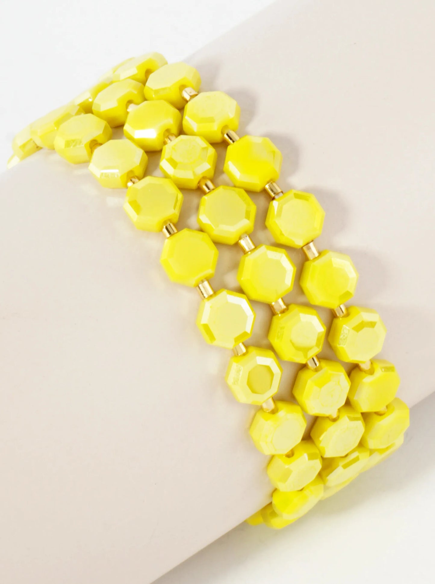 3-PC-Set 8mm Faceted Octagon Glass-Beaded Stackable Stretch Bracelet