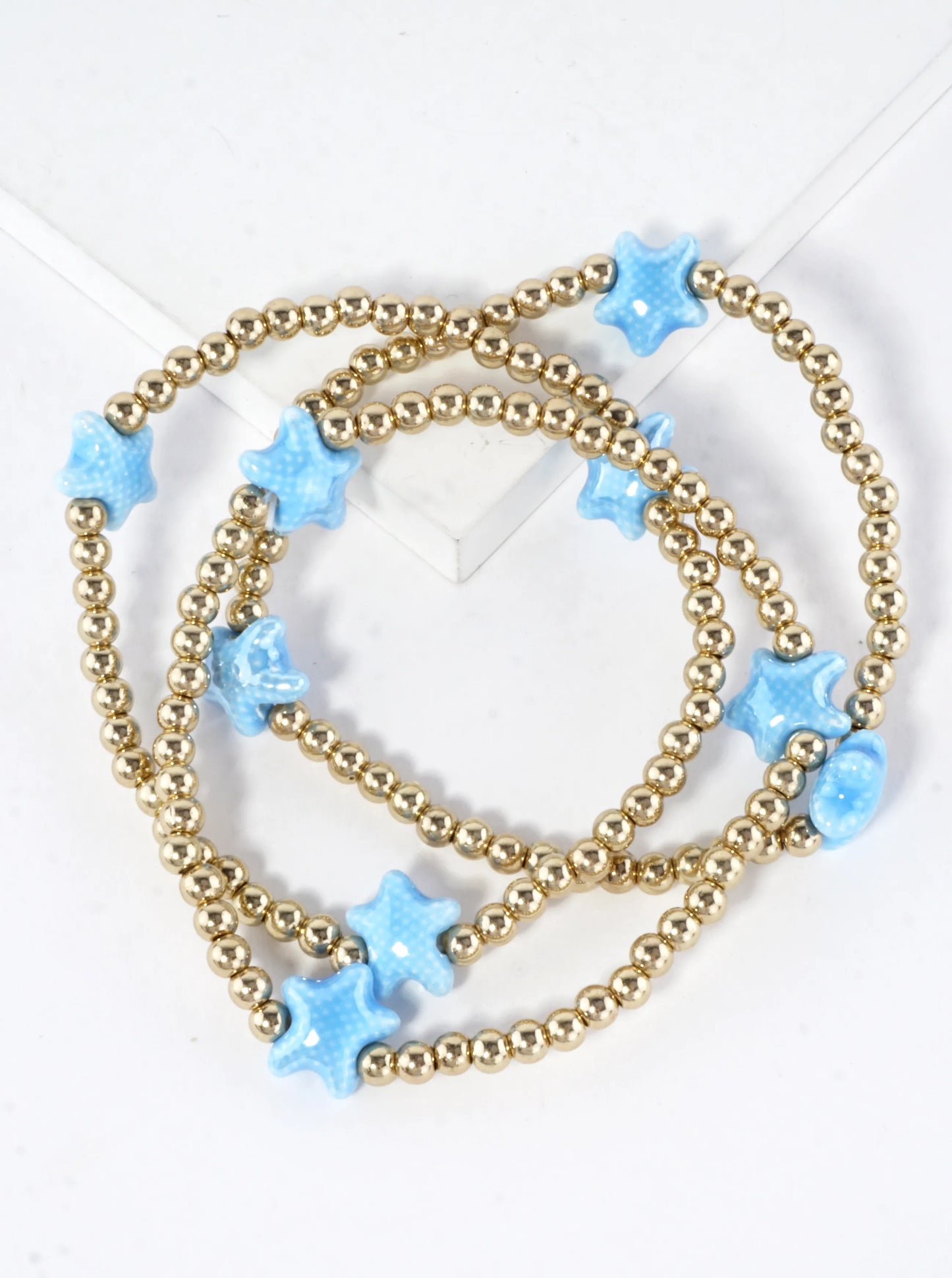 3 PC Set Ceramic Starfish Stretch Bracelets