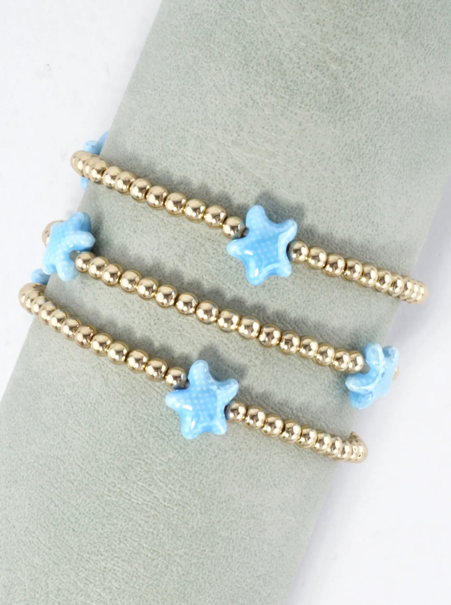 3 PC Set Ceramic Starfish Stretch Bracelets