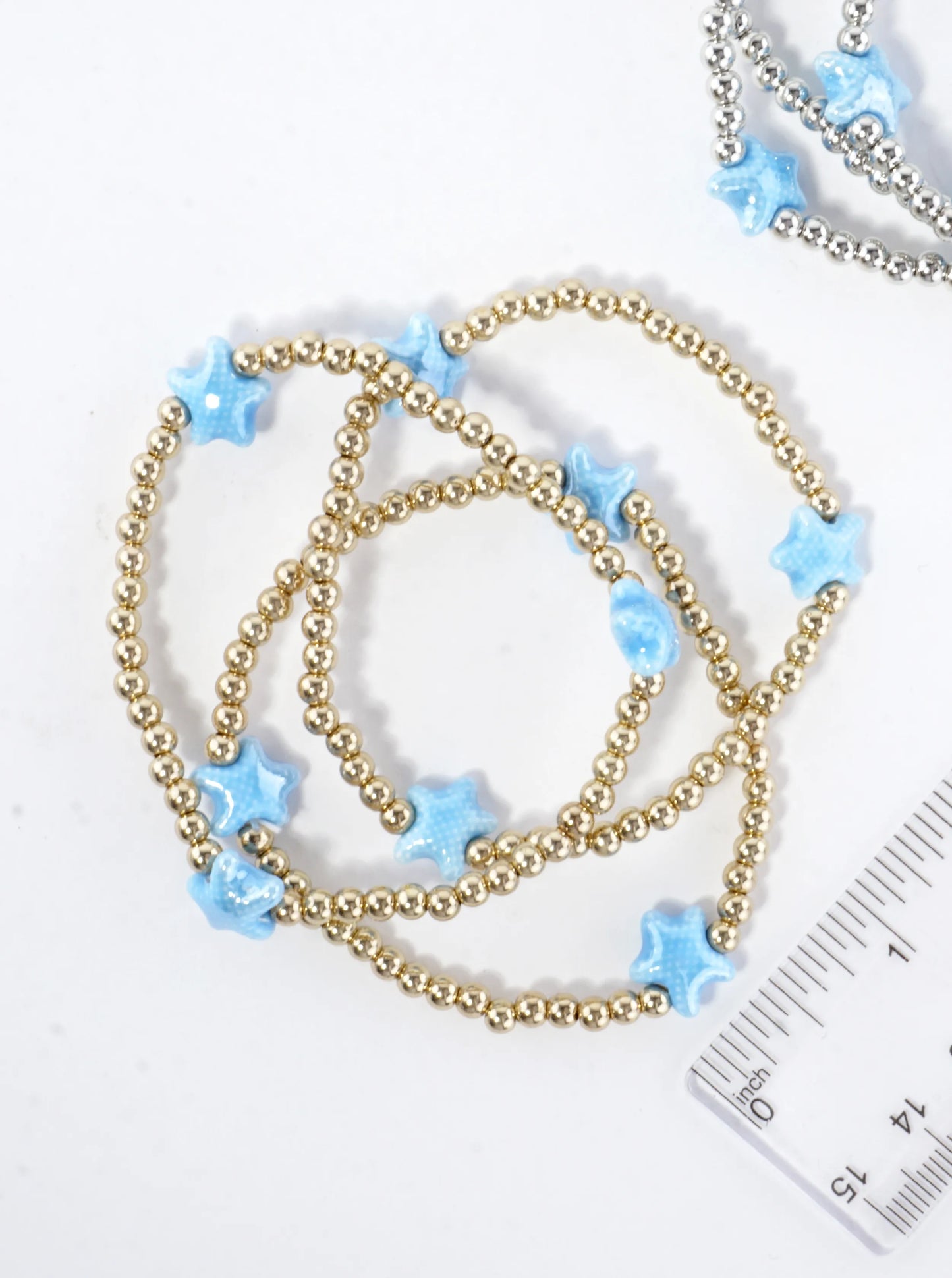 3 PC Set Ceramic Starfish Stretch Bracelets