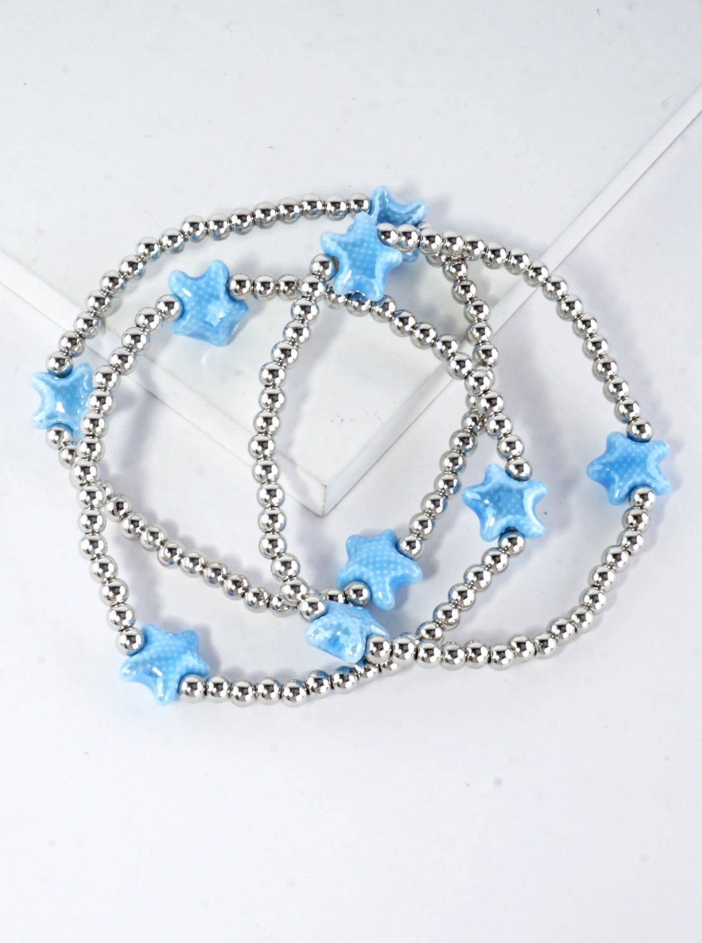 3 PC Set Ceramic Starfish Stretch Bracelets