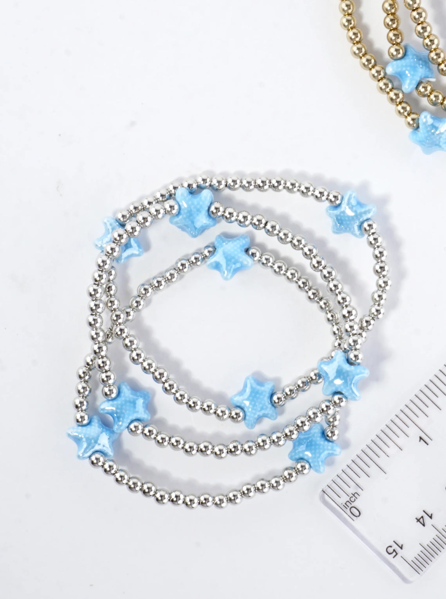 3 PC Set Ceramic Starfish Stretch Bracelets
