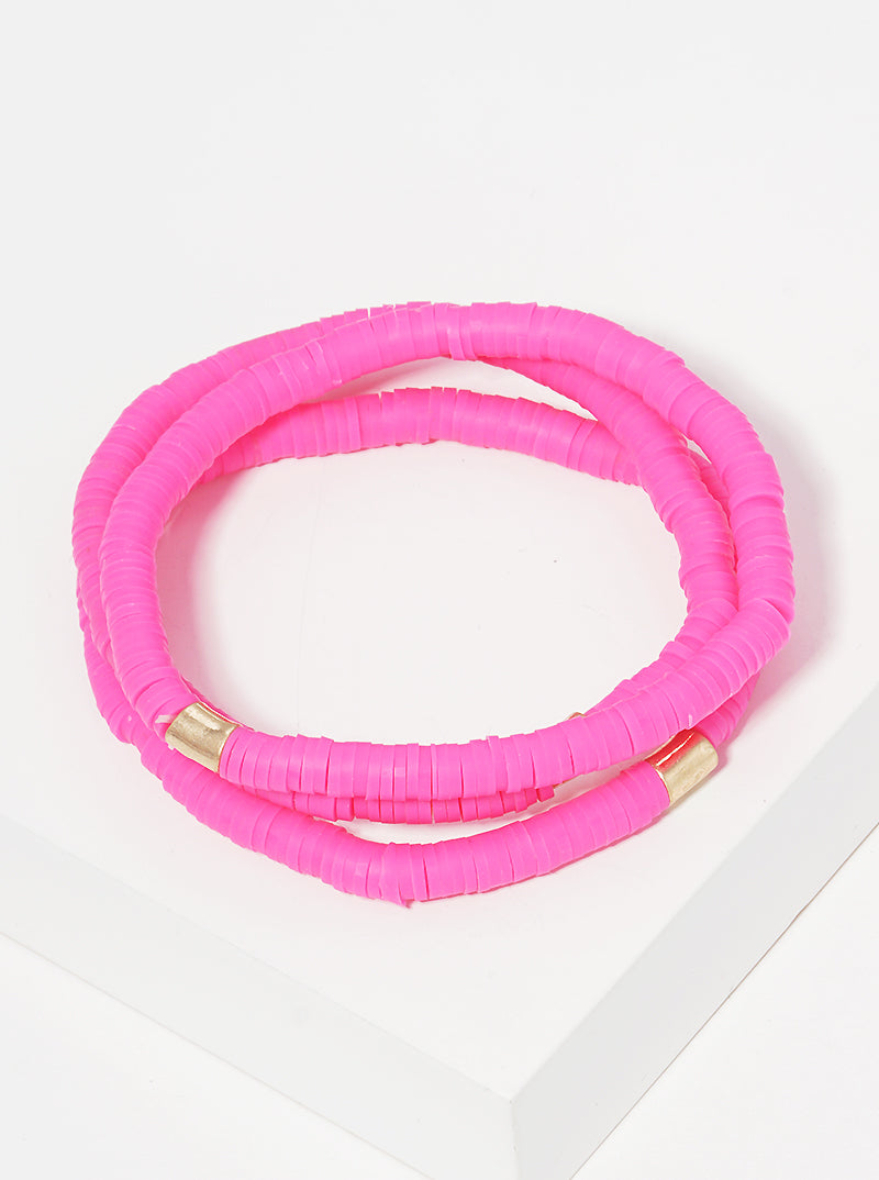 3-PC-Set Clay-Beaded Stackable Stretch Bracelet