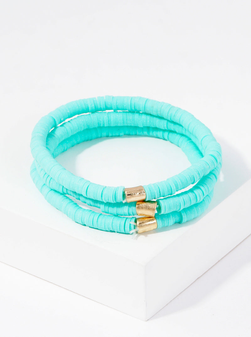 3-PC-Set Clay-Beaded Stackable Stretch Bracelet