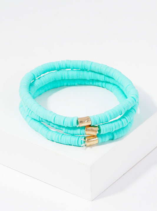 3-PC-Set Clay-Beaded Stackable Stretch Bracelet