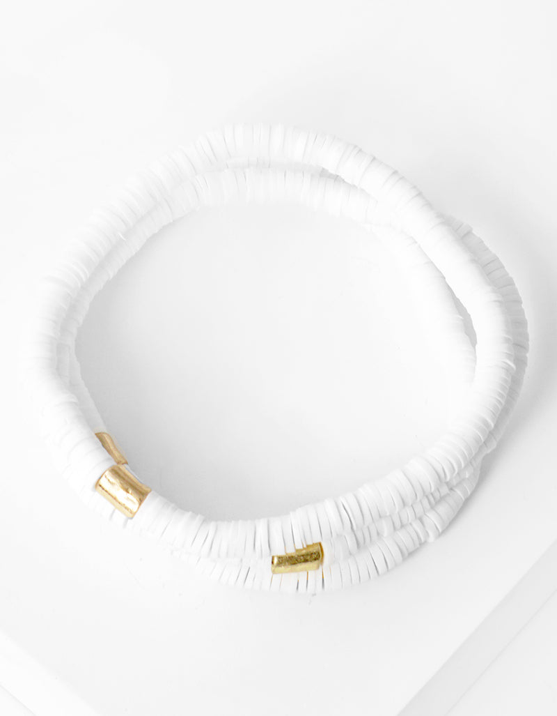 3-PC-Set Clay-Beaded Stackable Stretch Bracelet