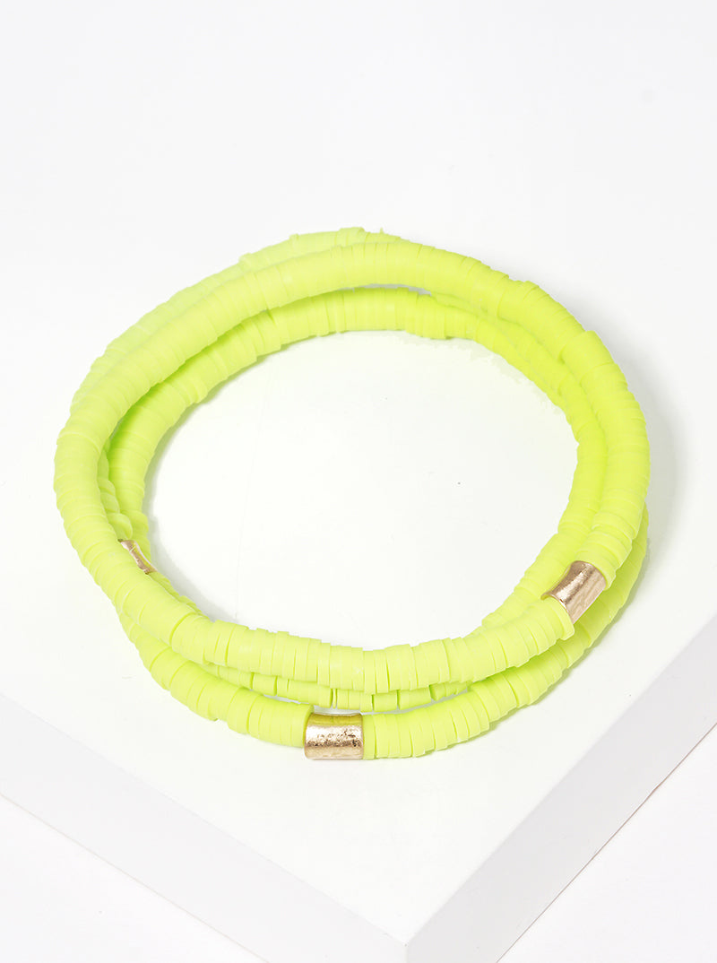 3-PC-Set Clay-Beaded Stackable Stretch Bracelet