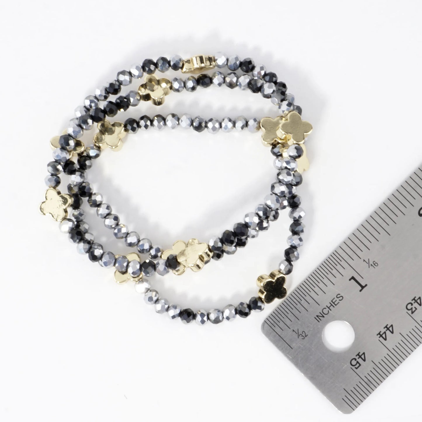 3-PC Set Glass Quatrefoil Stretch Bracelet