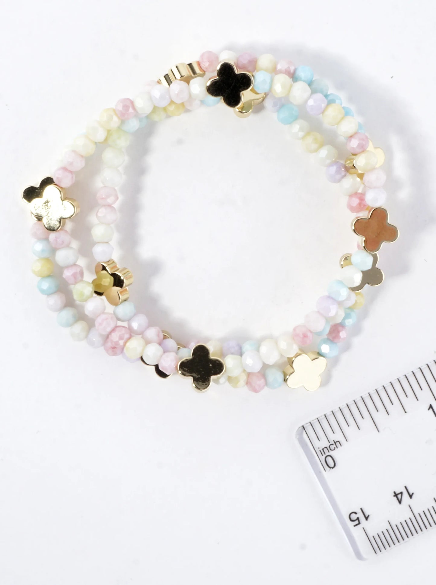 3-PC Set Glass Quatrefoil Stretch Bracelet