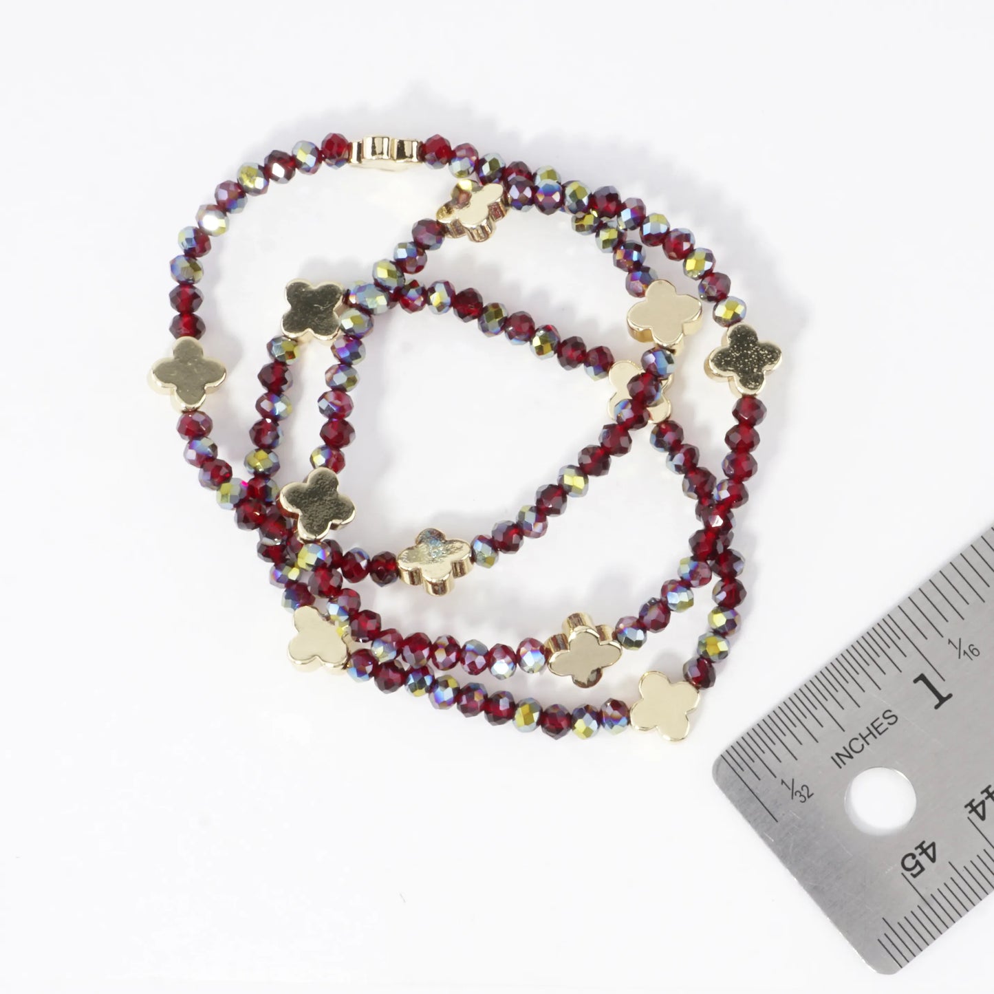 3-PC Set Glass Quatrefoil Stretch Bracelet