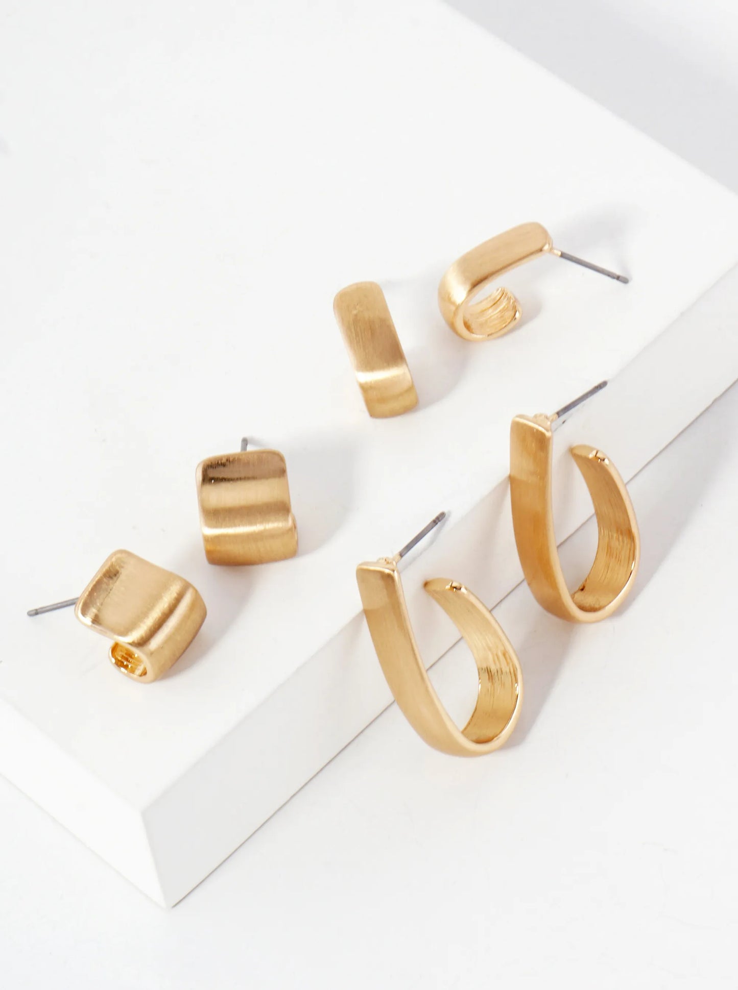 3-PC-Set Polished Metal 10-15-30mm Hoop Earrings