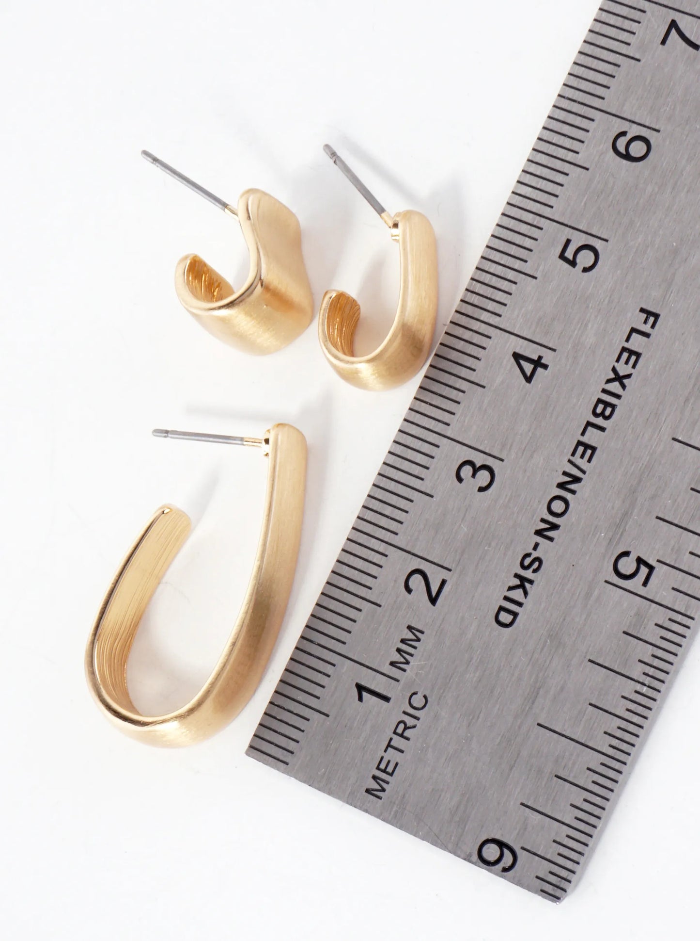 3-PC-Set Polished Metal 10-15-30mm Hoop Earrings