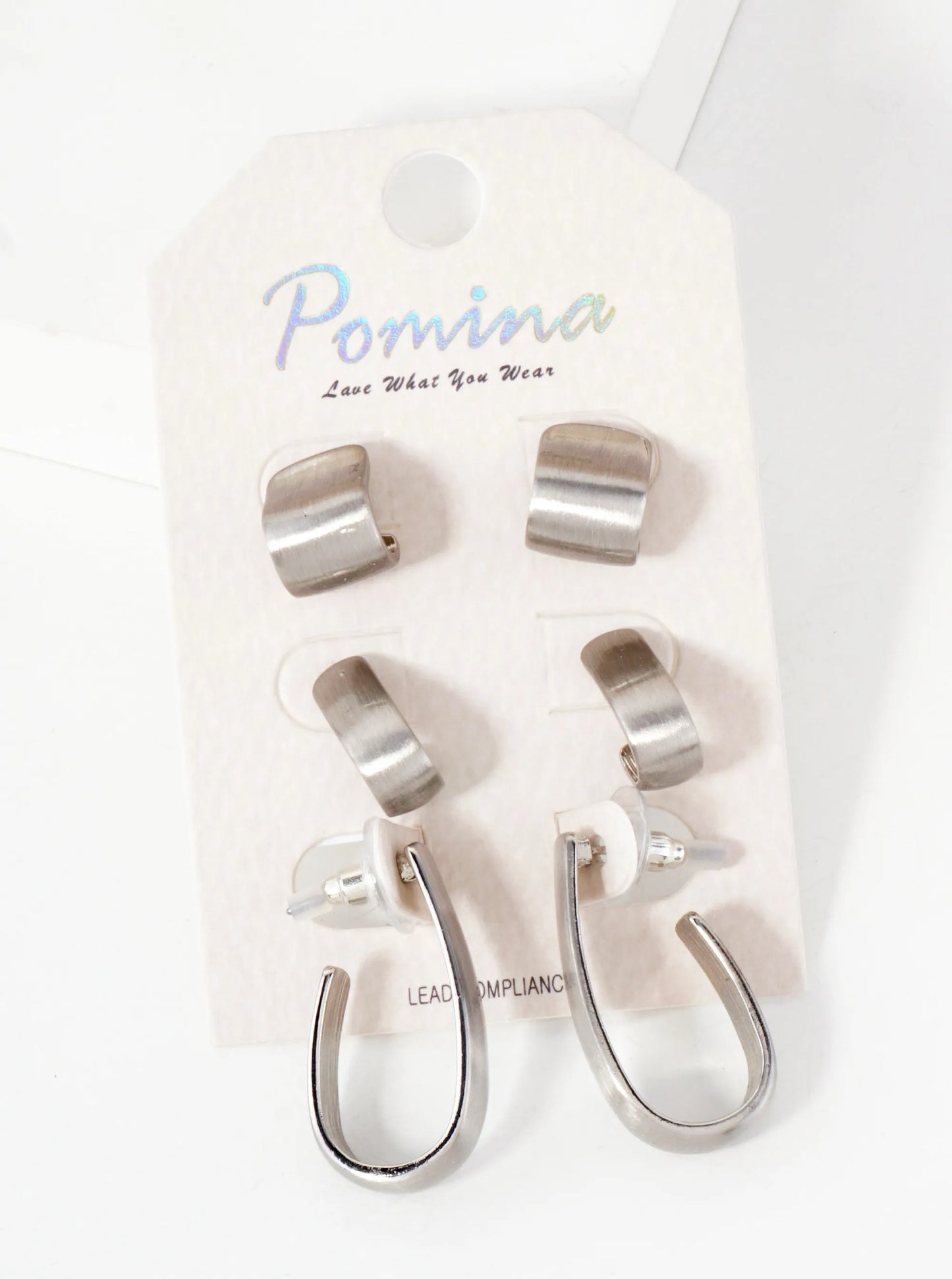 3-PC-Set Polished Metal 10-15-30mm Hoop Earrings