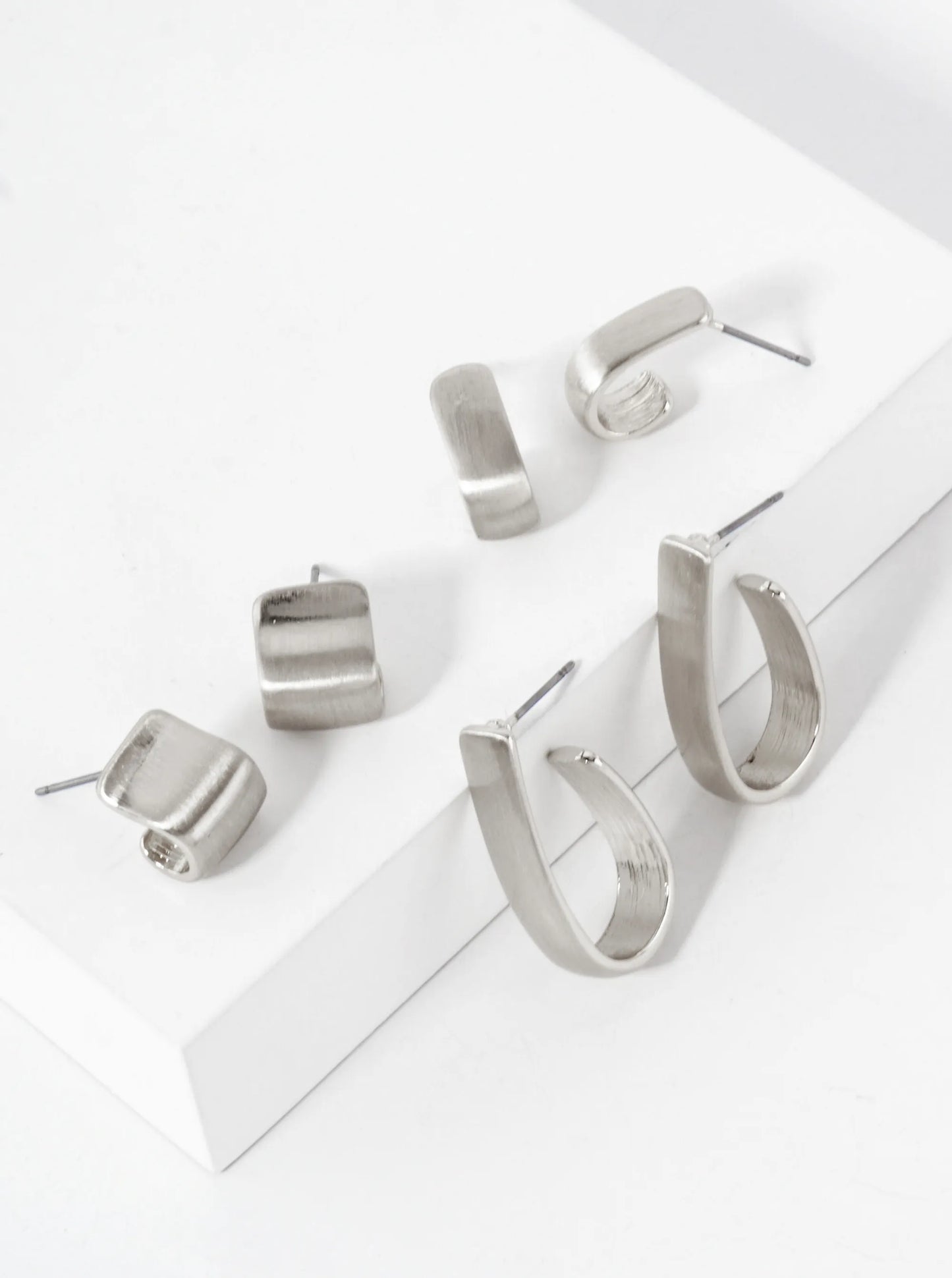 3-PC-Set Polished Metal 10-15-30mm Hoop Earrings
