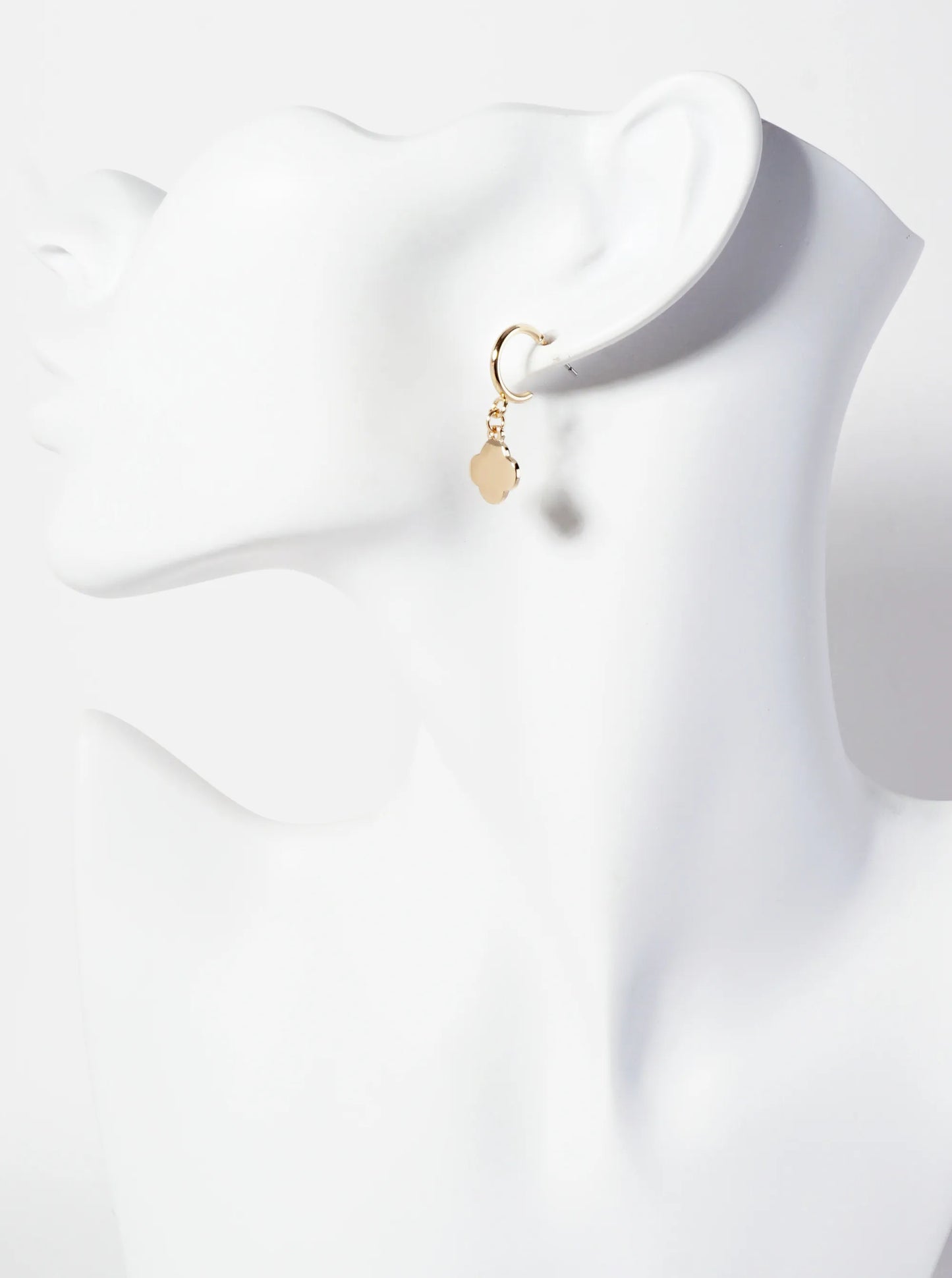 3-PC-Set Polished Metal Quatrefoil 10mm Huggie Hoop Earrings