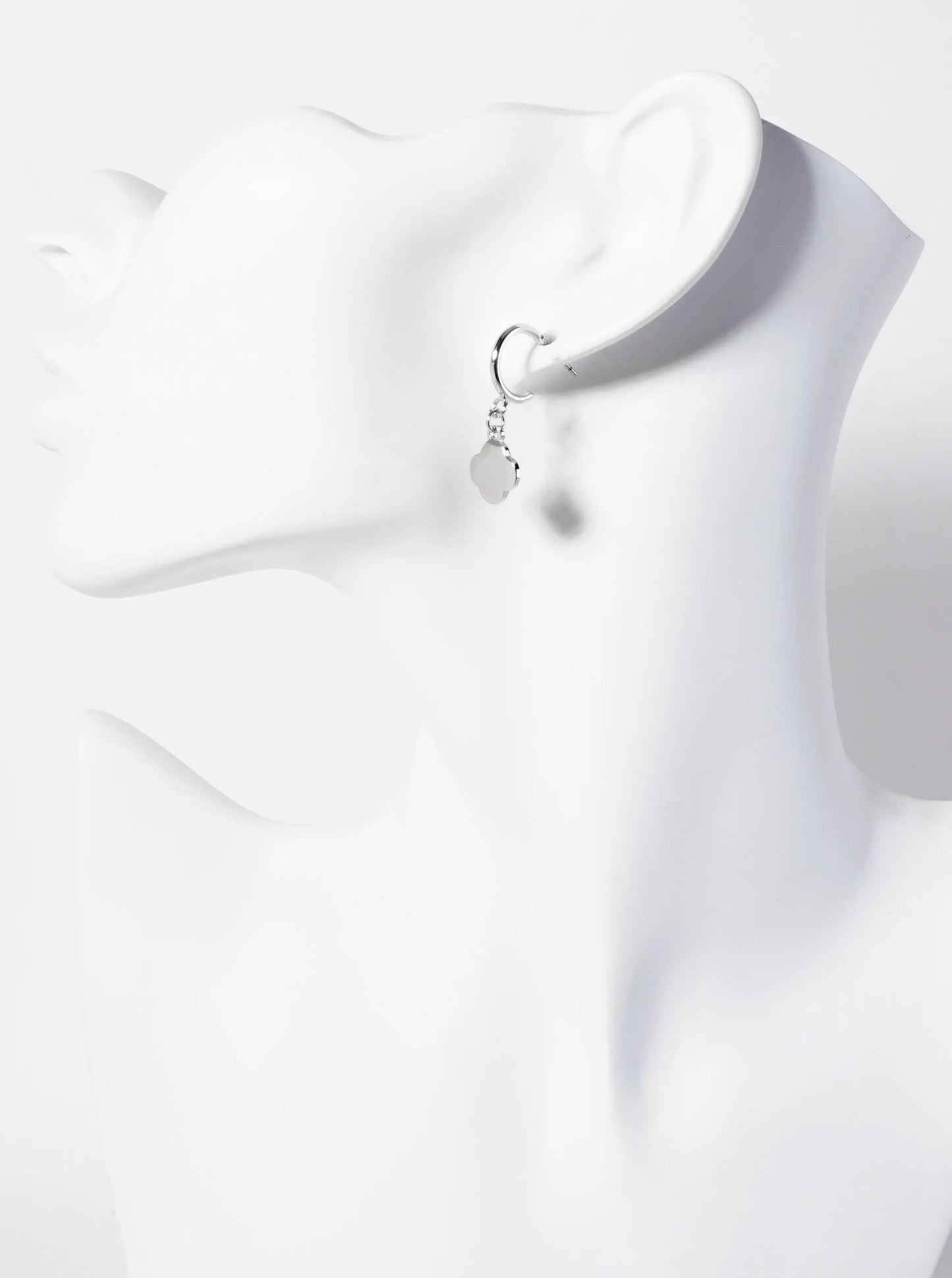 3-PC-Set Polished Metal Quatrefoil 10mm Huggie Hoop Earrings