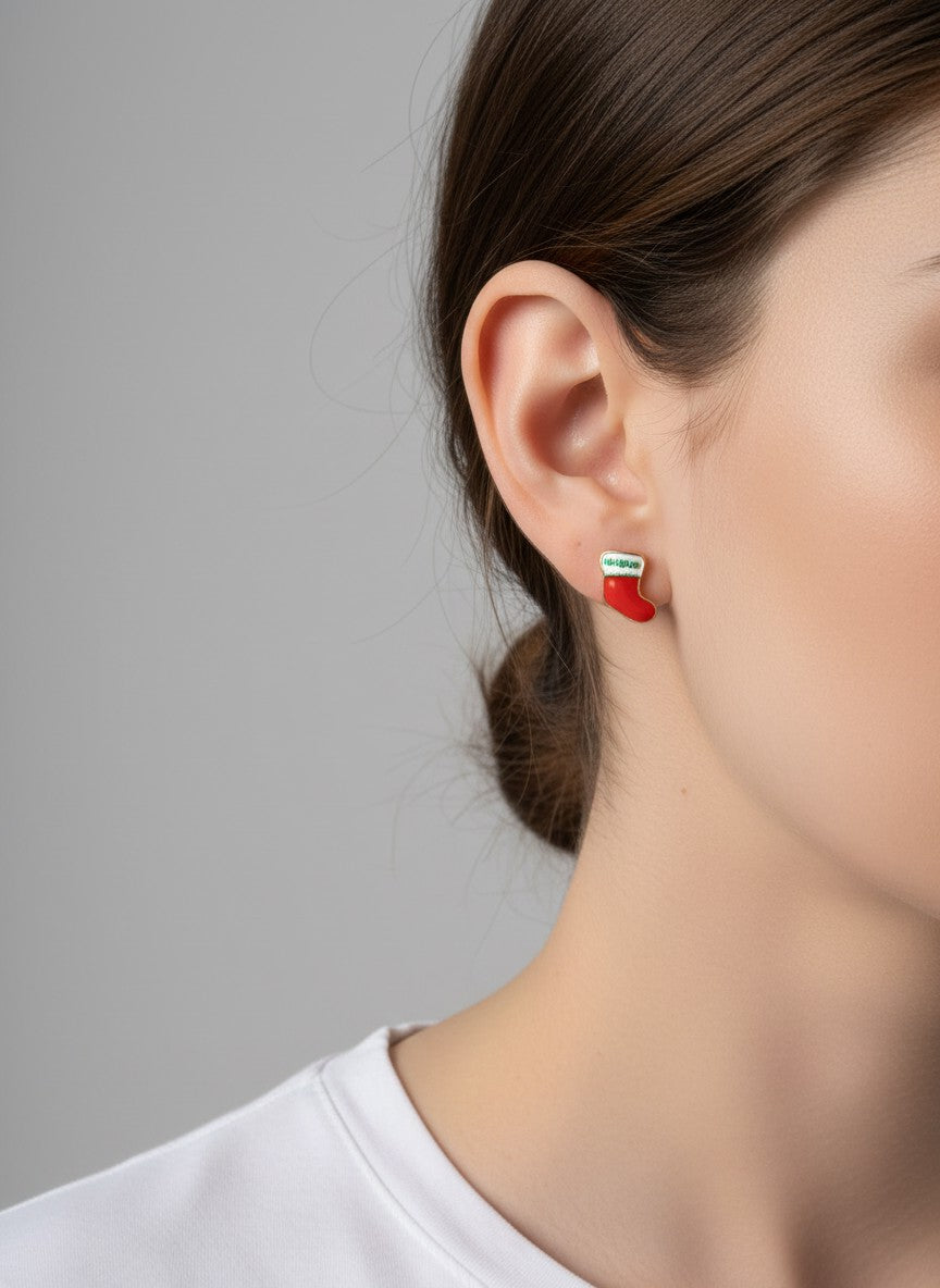 3-Pair Boot Gingerbread Nutcracker Enamel Studs