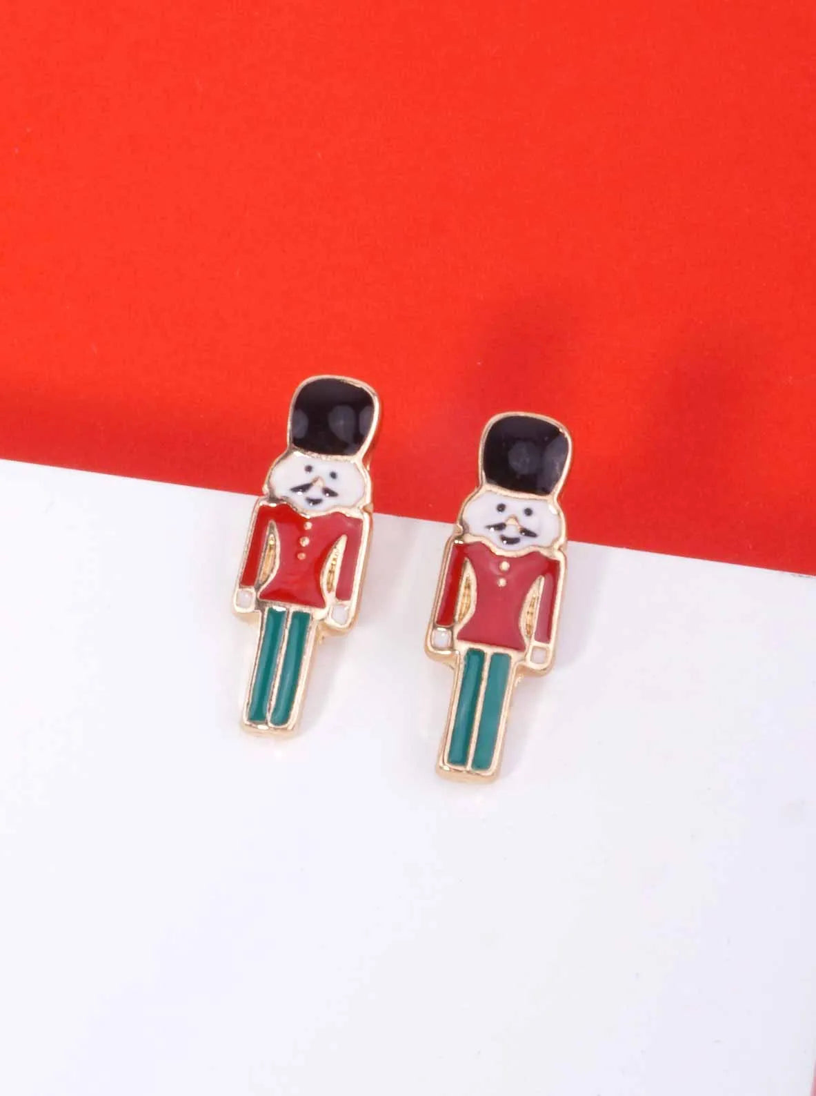 3-Pair Boot Gingerbread Nutcracker Enamel Studs