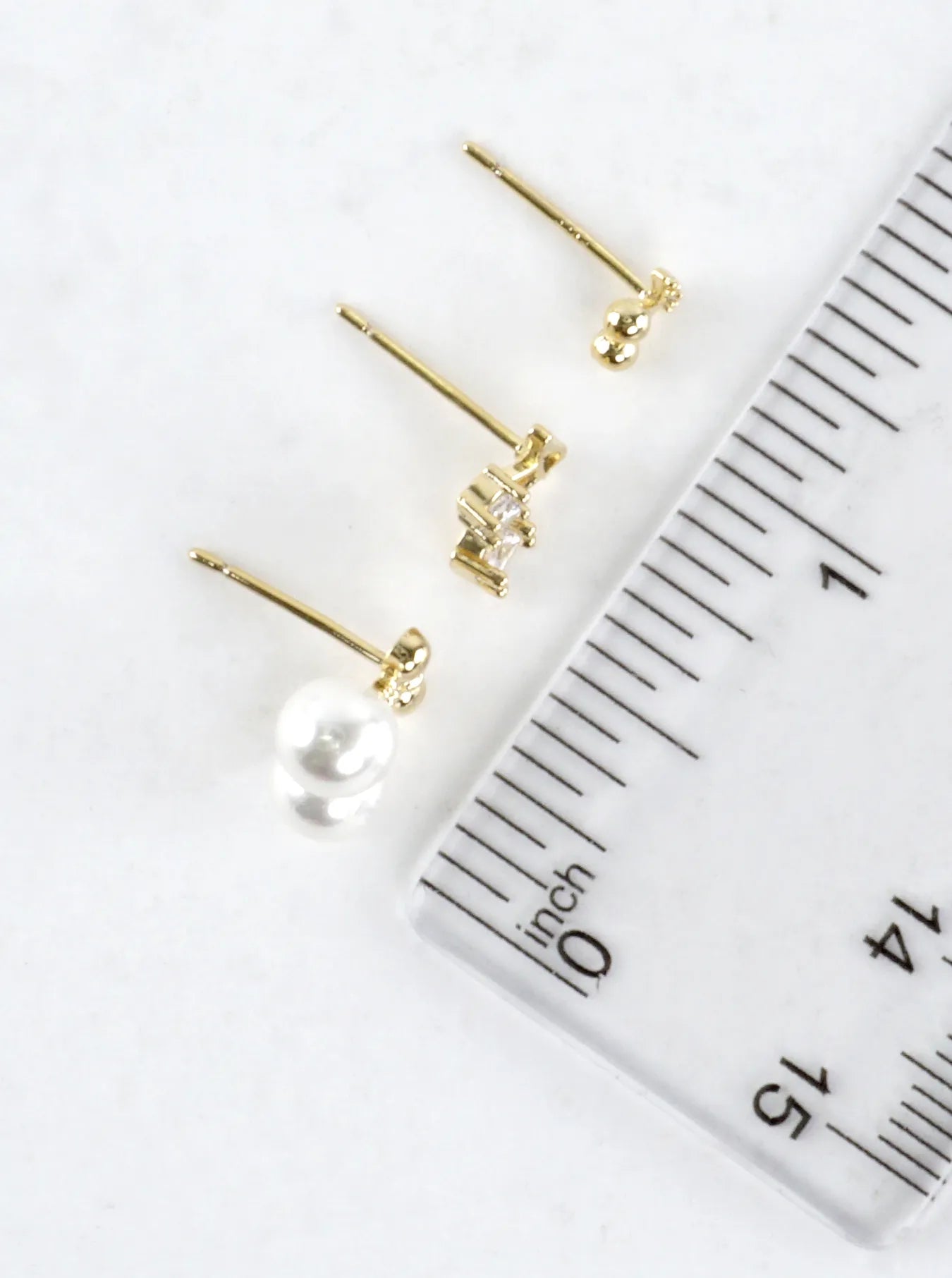 3 Pair CZ Pearl Prong Cherry Stud Earrings Set
