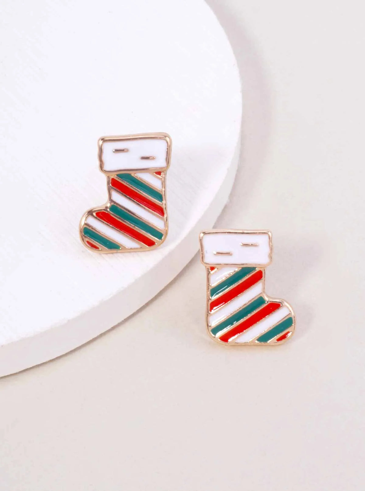 3-Pair Christmas Stocking Enamel Stud Earrings