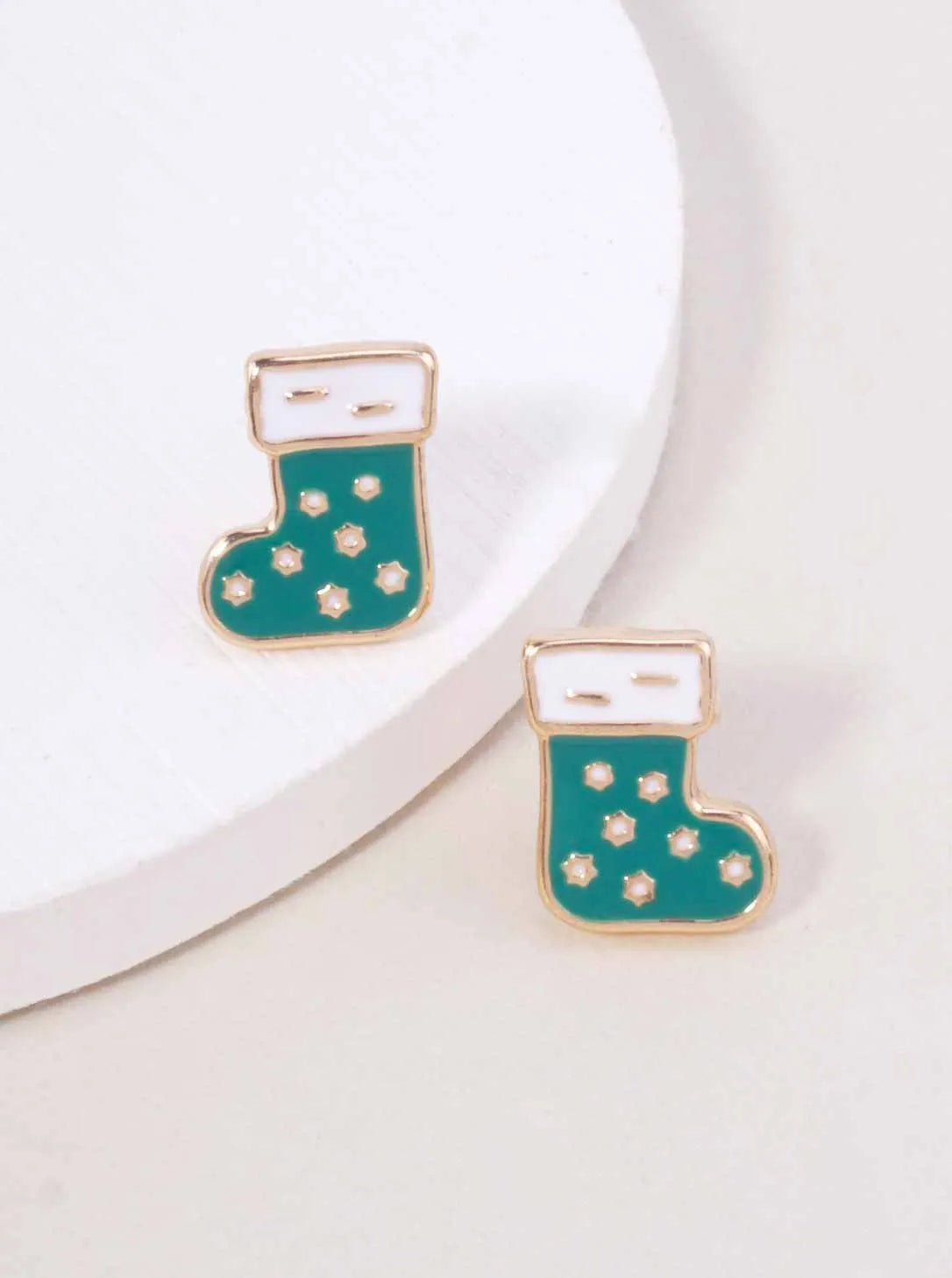 3-Pair Christmas Stocking Enamel Stud Earrings