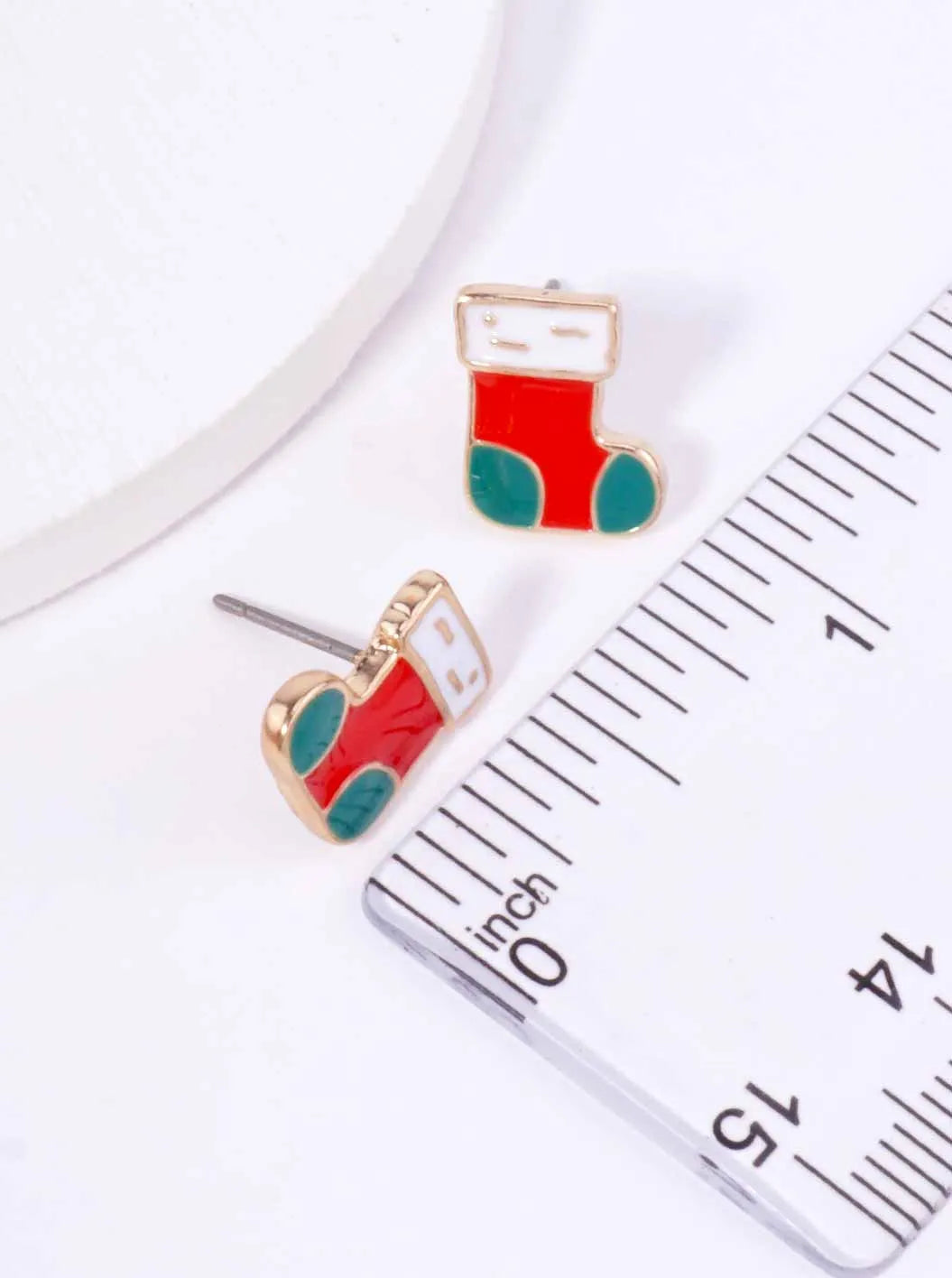 3-Pair Christmas Stocking Enamel Stud Earrings