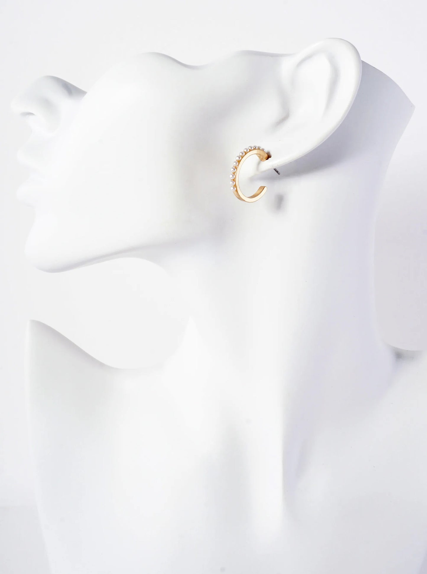 3 Pair Earrings Hoop And Embedded Pearls Drop Earrings