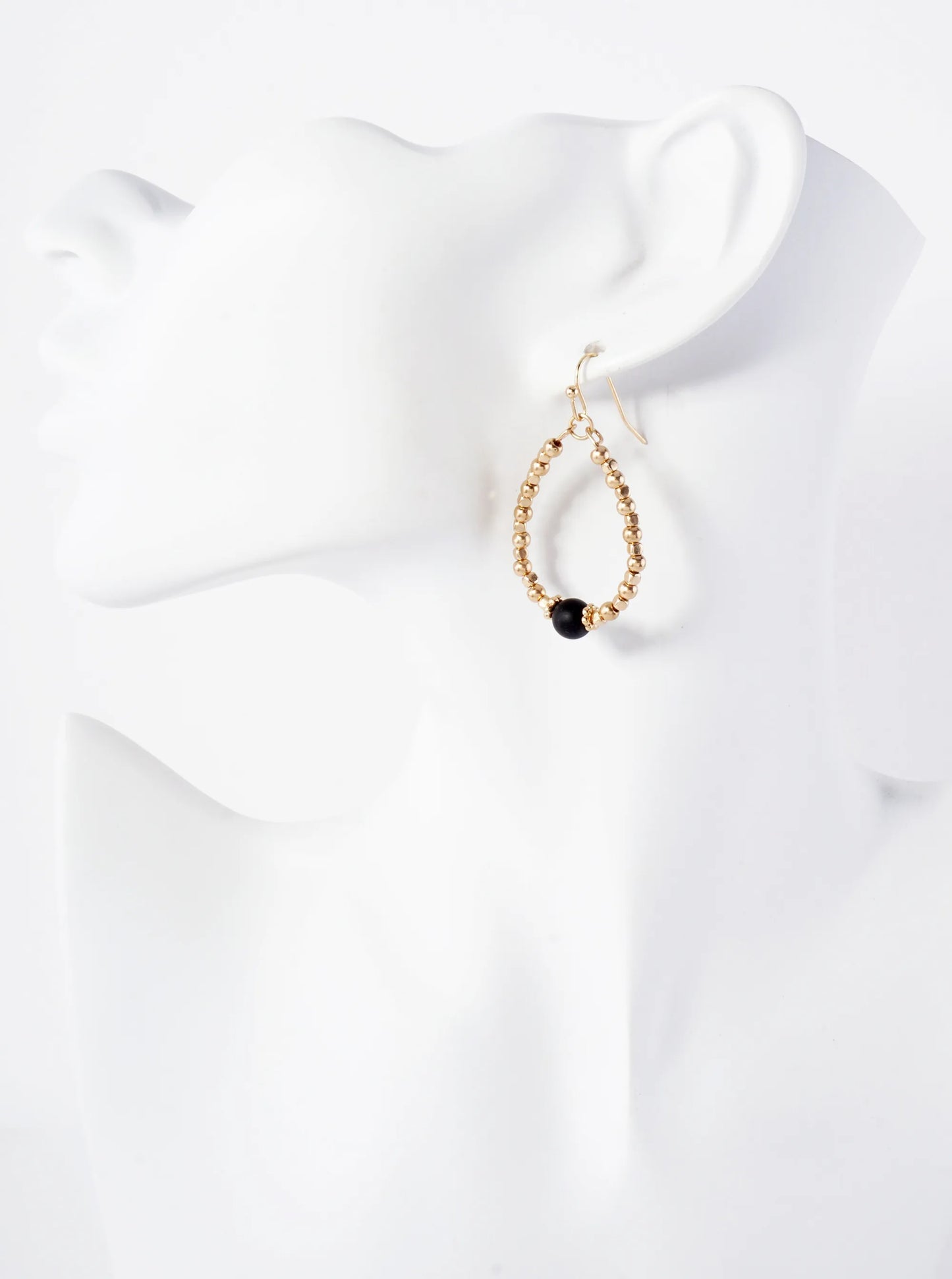 3 Pair Earrings Set Metallic Beads Glass And Pearls Hoop Dangle Earrings