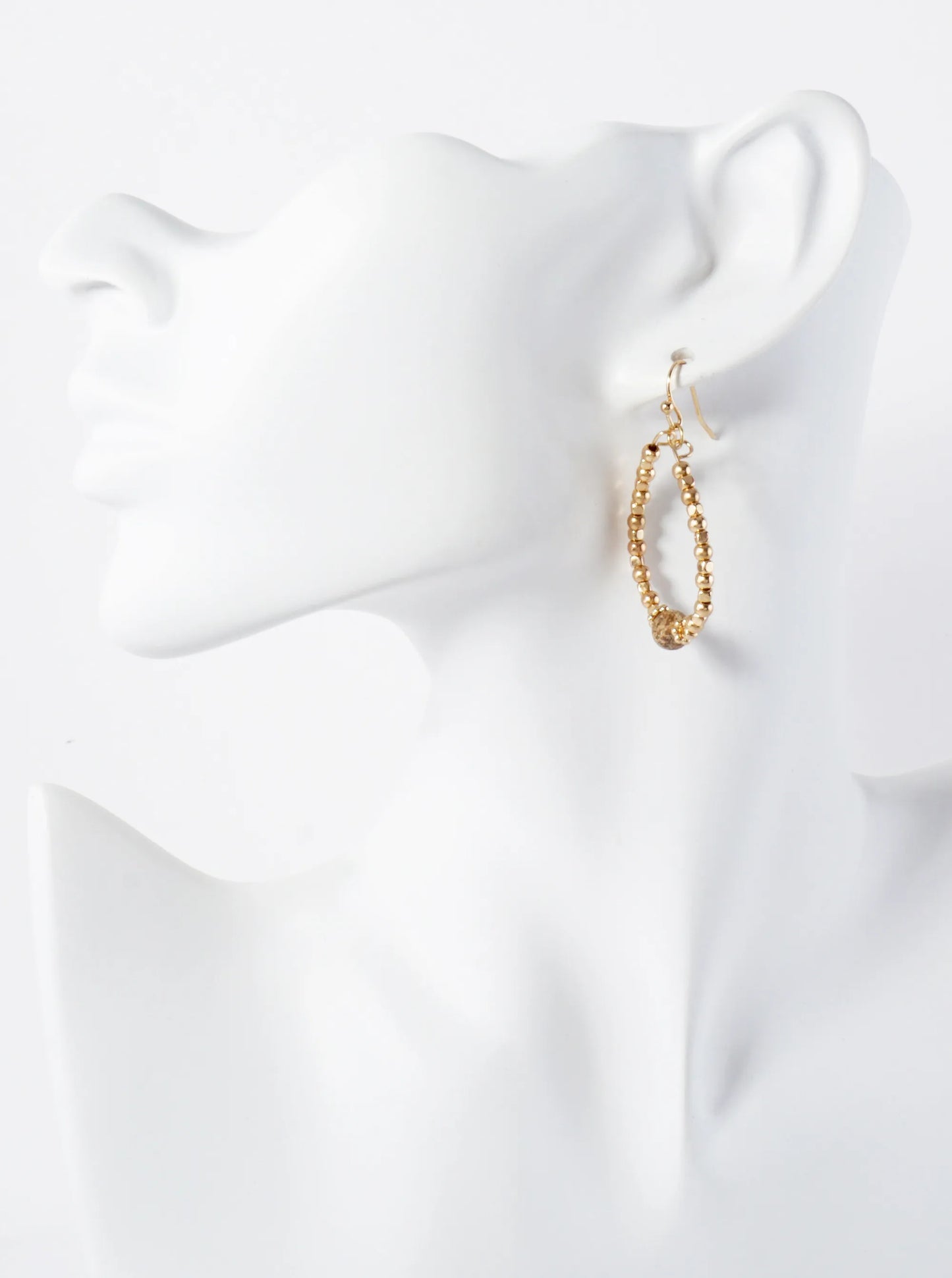 3 Pair Earrings Set Metallic Beads Glass And Pearls Hoop Dangle Earrings