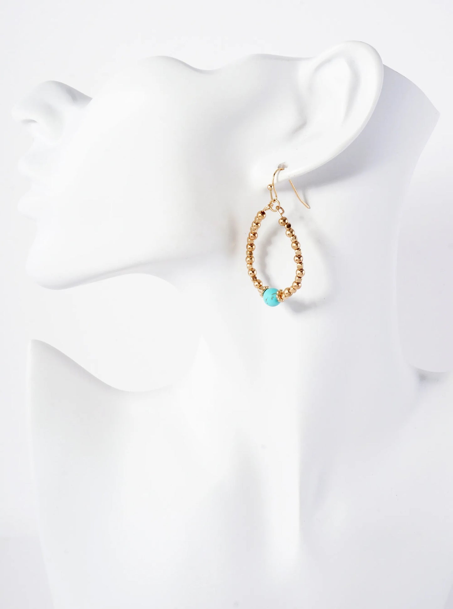 3 Pair Earrings Set Metallic Beads Glass And Pearls Hoop Dangle Earrings