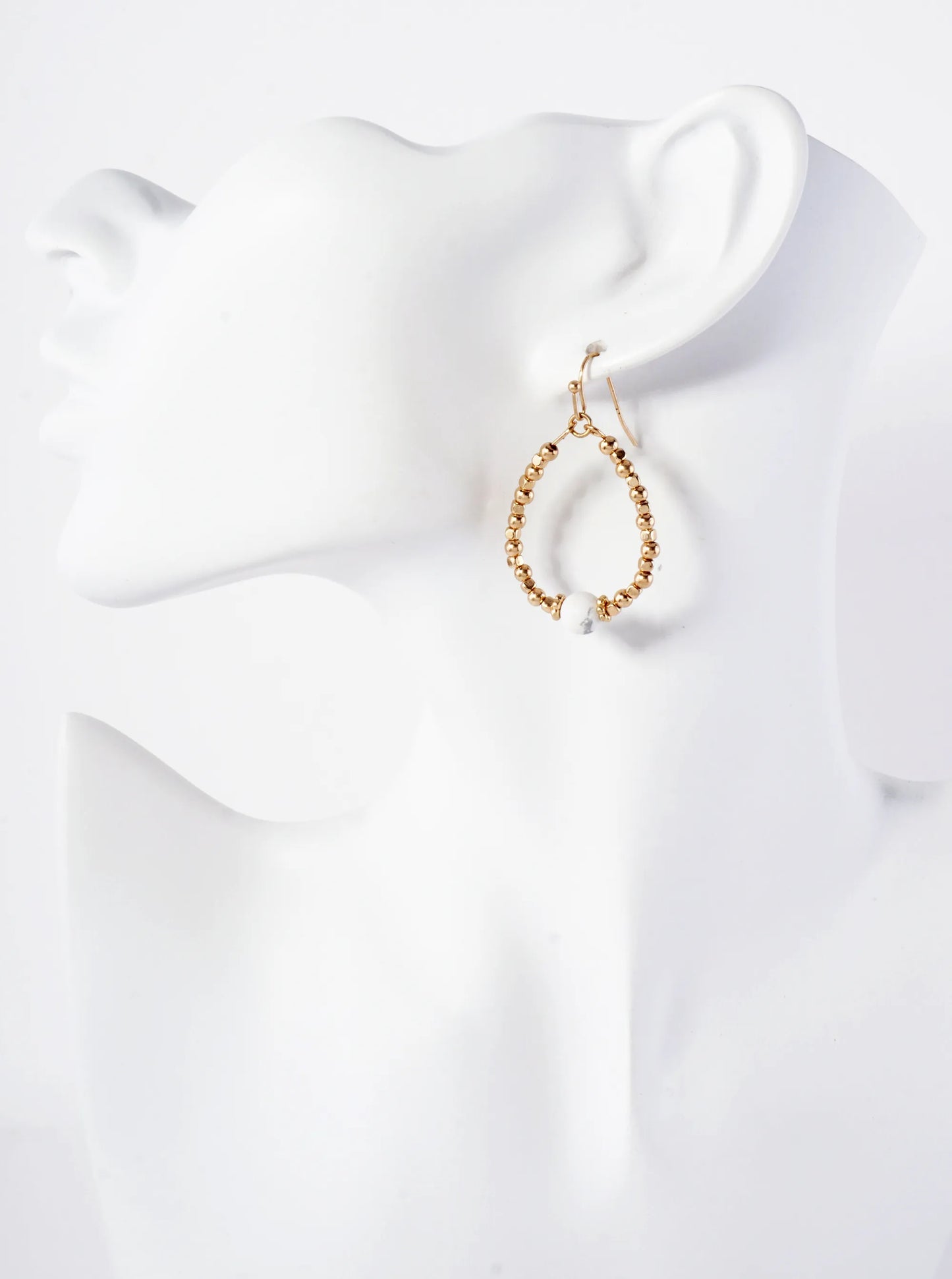 3 Pair Earrings Set Metallic Beads Glass And Pearls Hoop Dangle Earrings