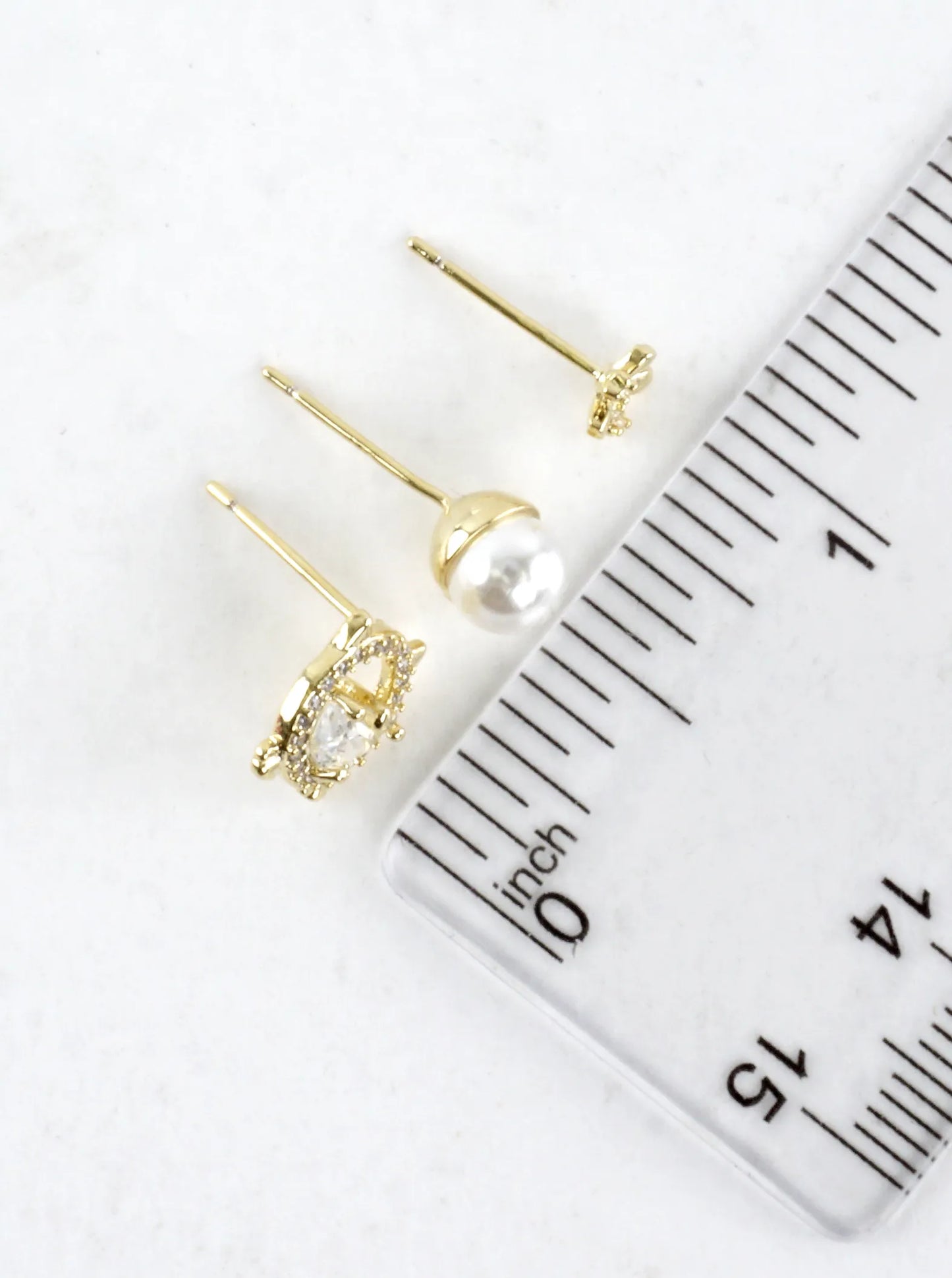 3 Pair Pearl Flower Kitty Stud Earrings Set