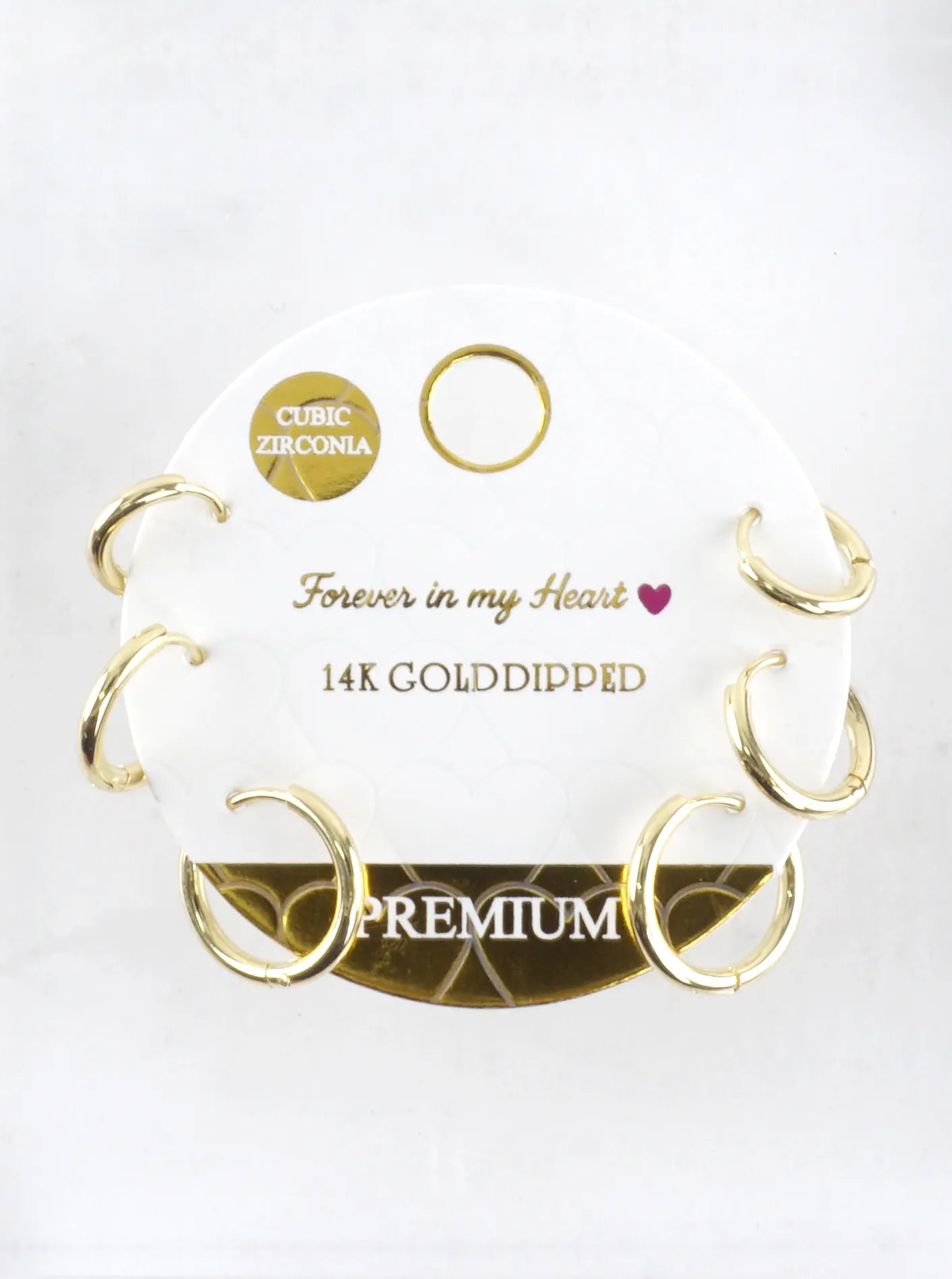 3 Pair Polished Brass Huggie Hoop Earrings Set