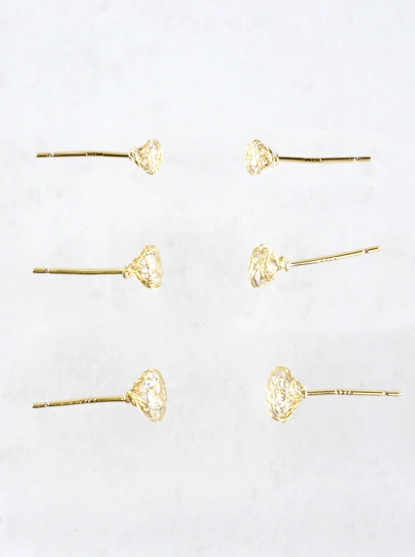 3 Pair Round Brilliant CZ Stud Earrings Set